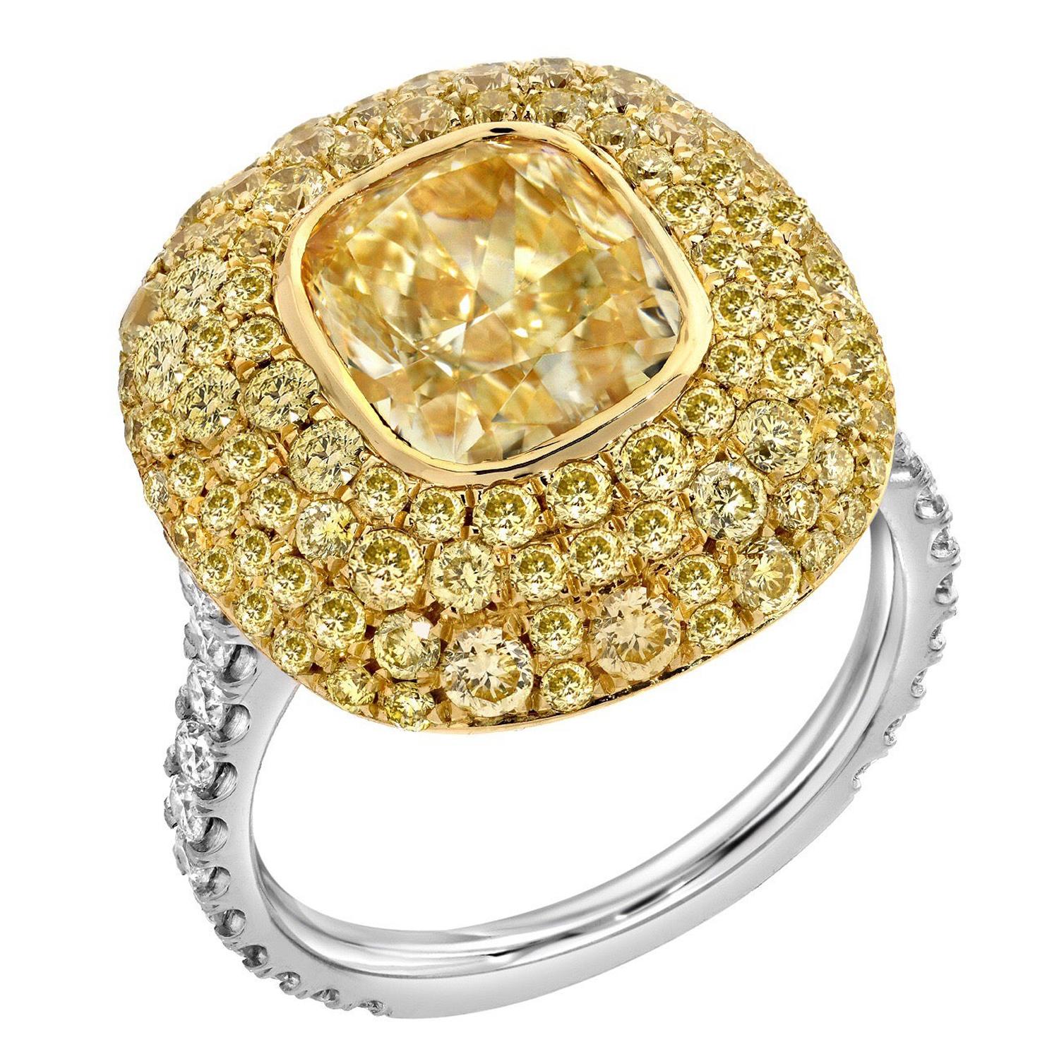 Fancy Light Yellow Diamond Ring 3.01 Carat GIA Certified