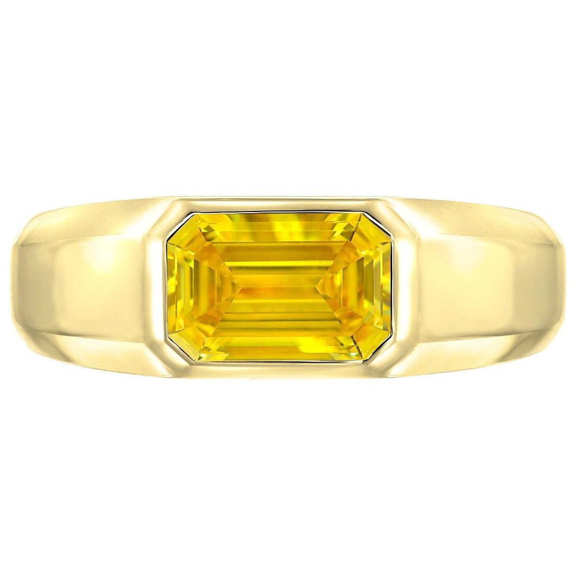 Fancy Vivid Yellow Diamond Ring GIA Certified 1.04 Carat