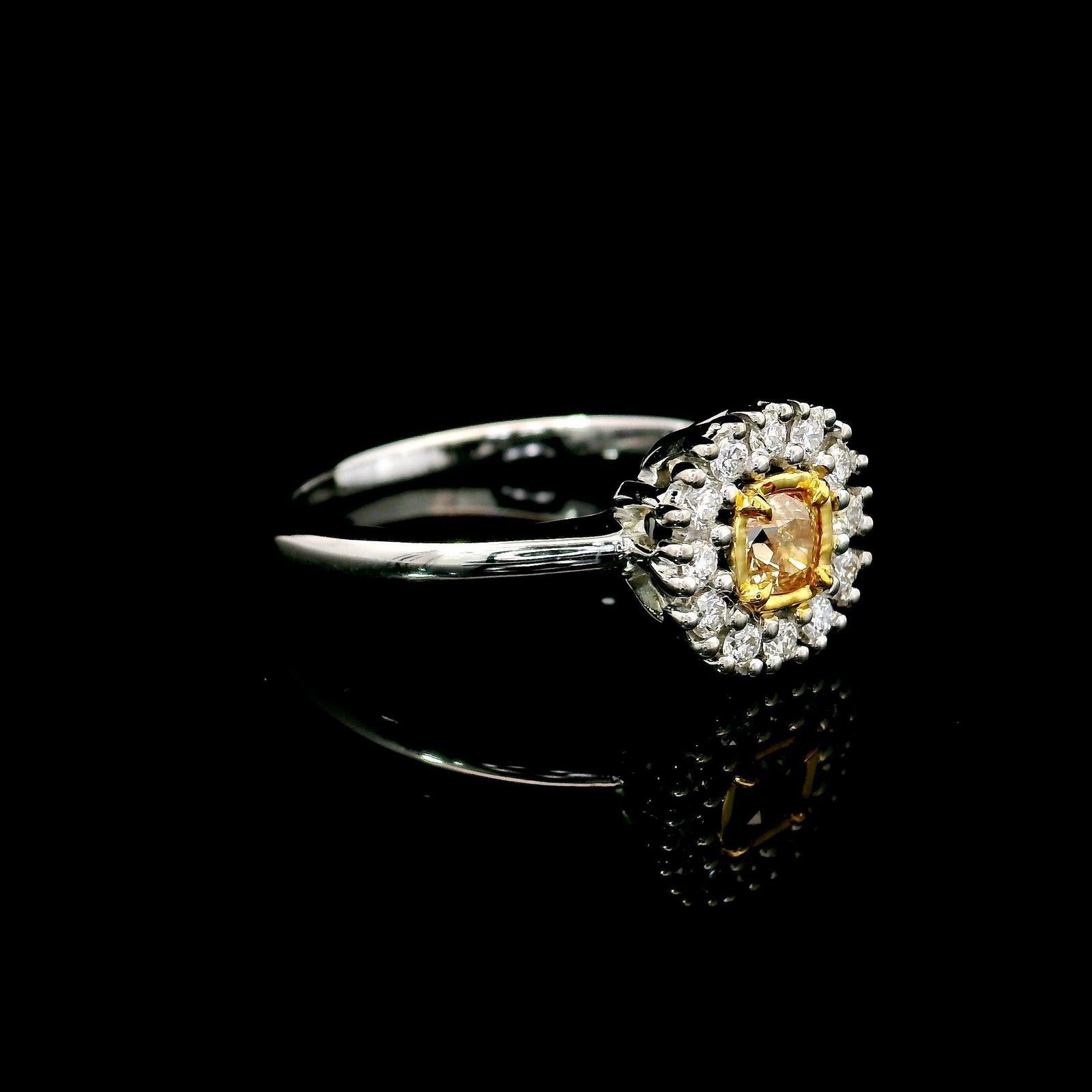 Cushion Cut Yellow Diamond Ring For Sale