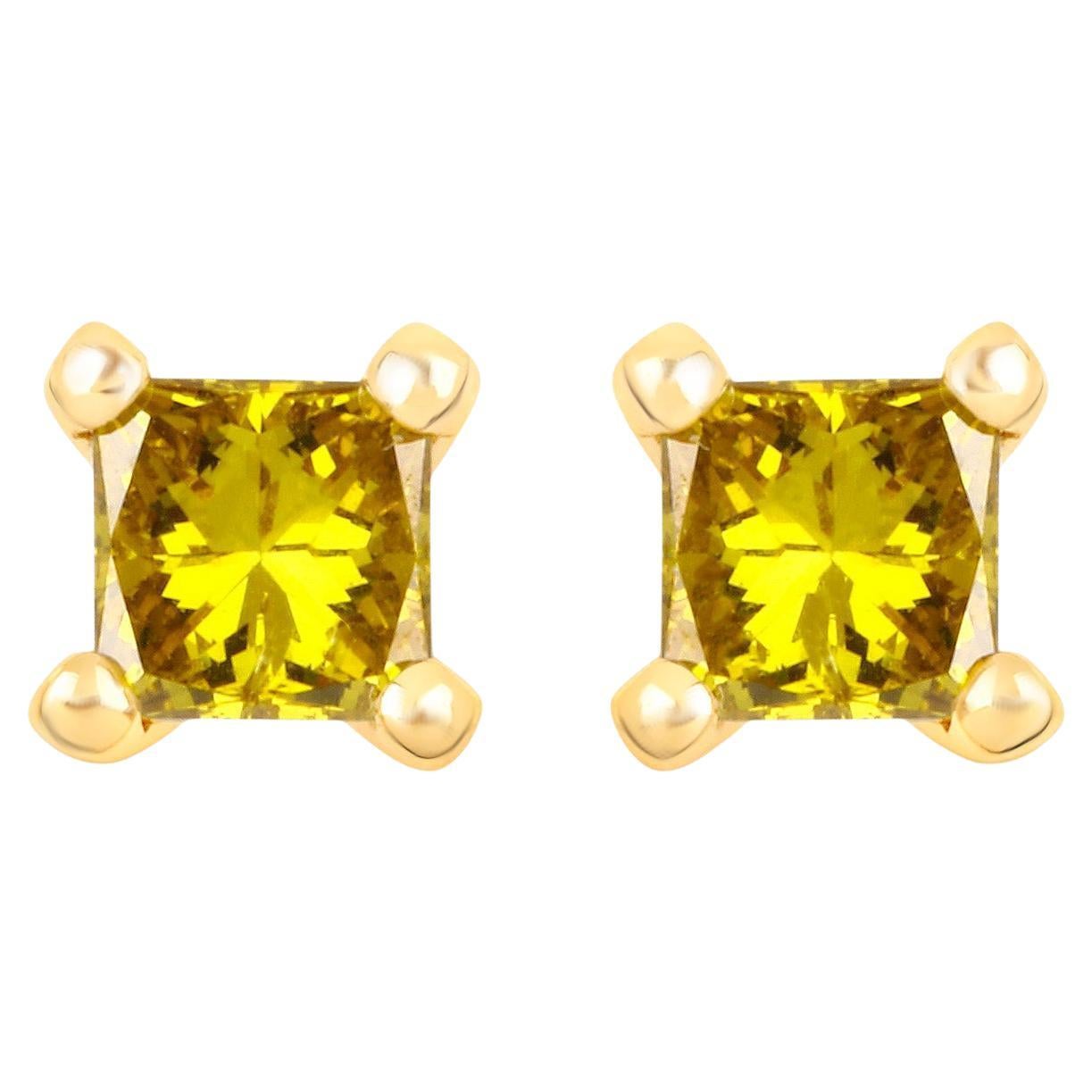 Boucles d'oreilles diamant jaune 0,24 carats or jaune 14K en vente