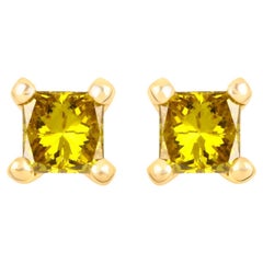 Yellow Diamond Stud Earrings 0.24 Carats 14K Yellow Gold