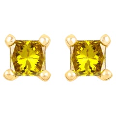 Yellow Diamond Stud Earrings 0.24 Carats 14K Yellow Gold