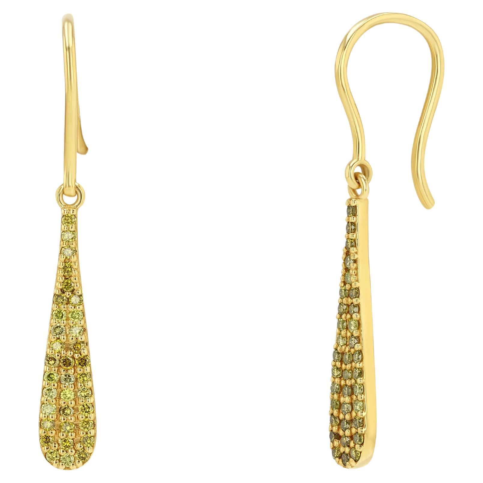Boucles d'oreilles en forme de goutte avec diamant jaune en vente