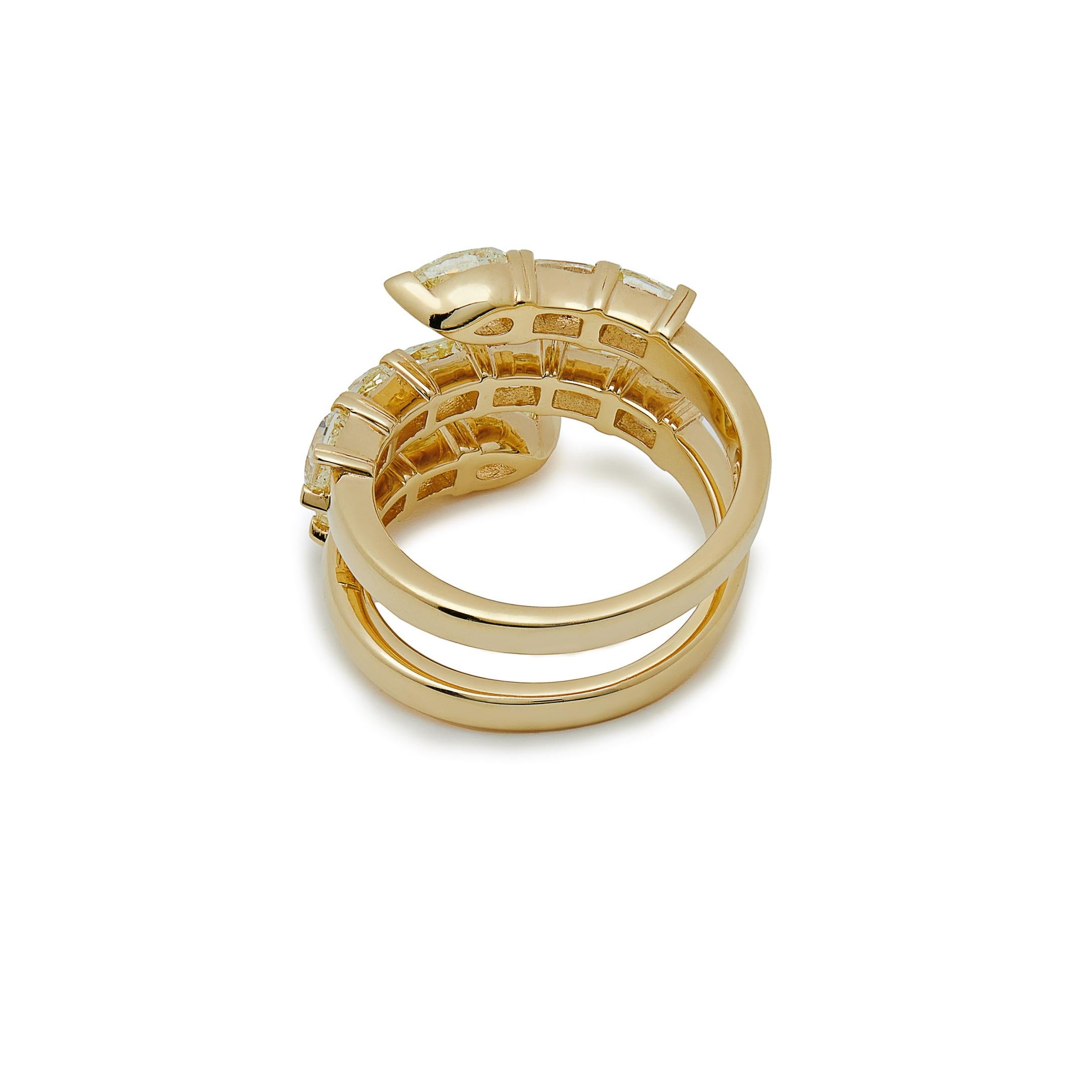 Pear Cut Yellow Diamond Twist Ring For Sale