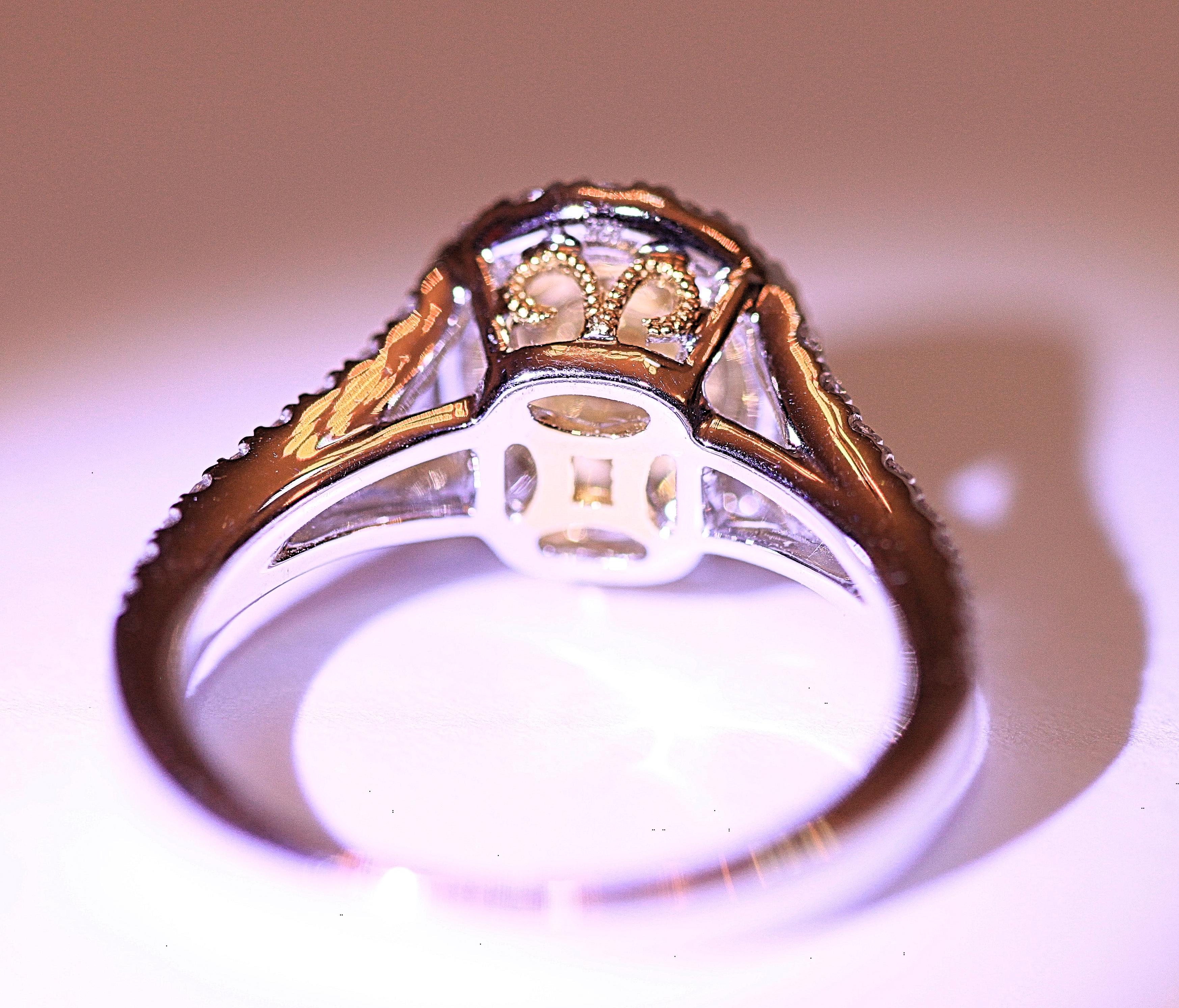 Yellow Diamond White Diamond Engagement Ring Right Hand Ring 18 Karat Two-Tone In New Condition For Sale In Melbourne, FL