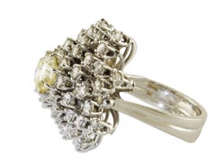 3, 08 carat Yellow Diamond White Diamond 18 kt  White Gold Star Ring