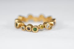 Yellow Diamond White Sapphire Tsavorite 21k - 22k Gold Cluster Bridal Ring