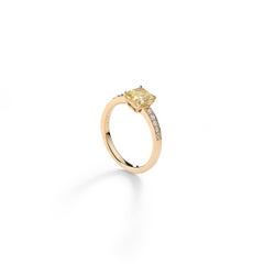Yellow Diamond with White Diamonds Gold Ring