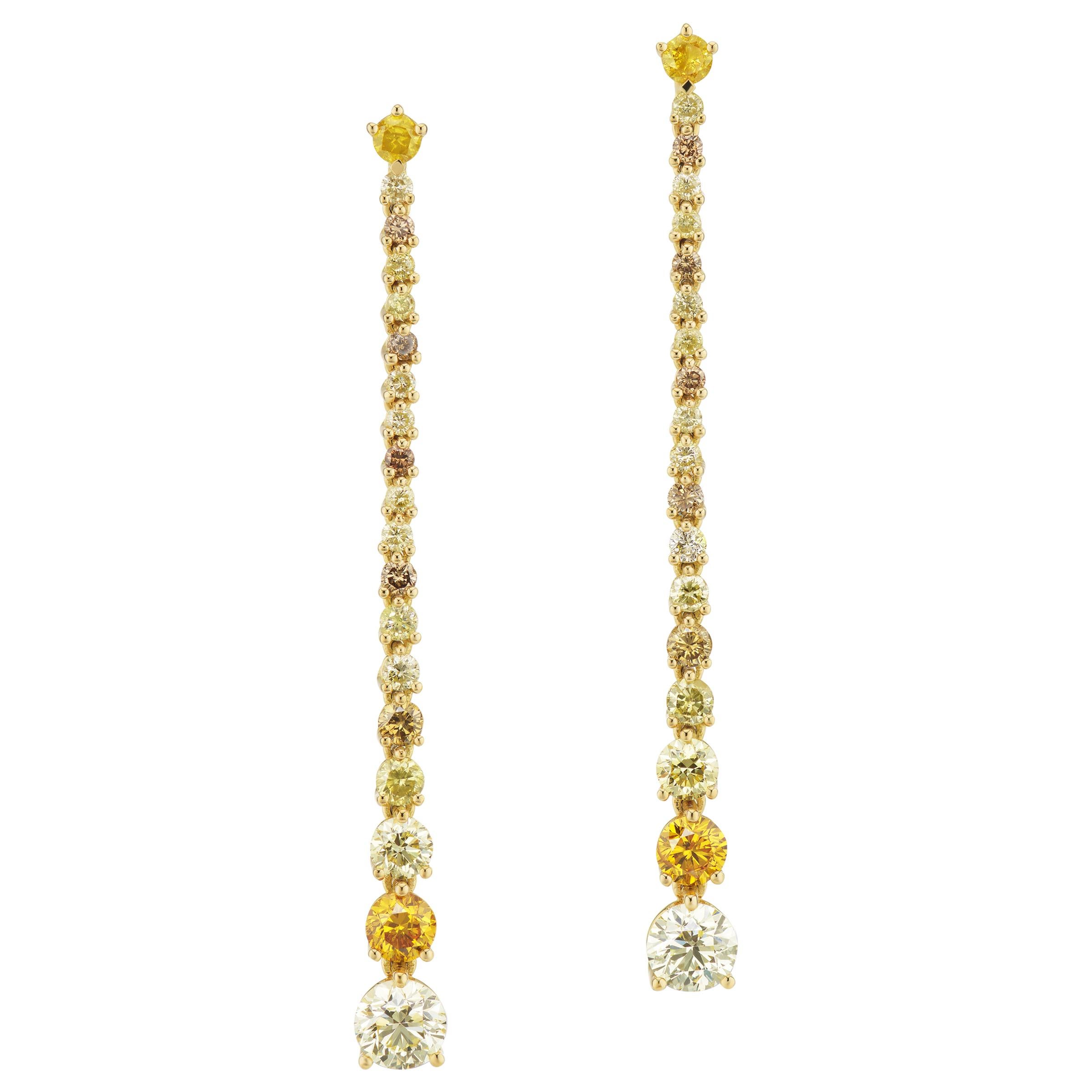 JAG New York Yellow Diamond Dangle Earrings set in Platinum For Sale
