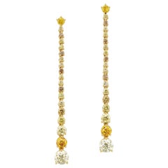 JAG New York Yellow Diamond Dangle Earrings set in Platinum