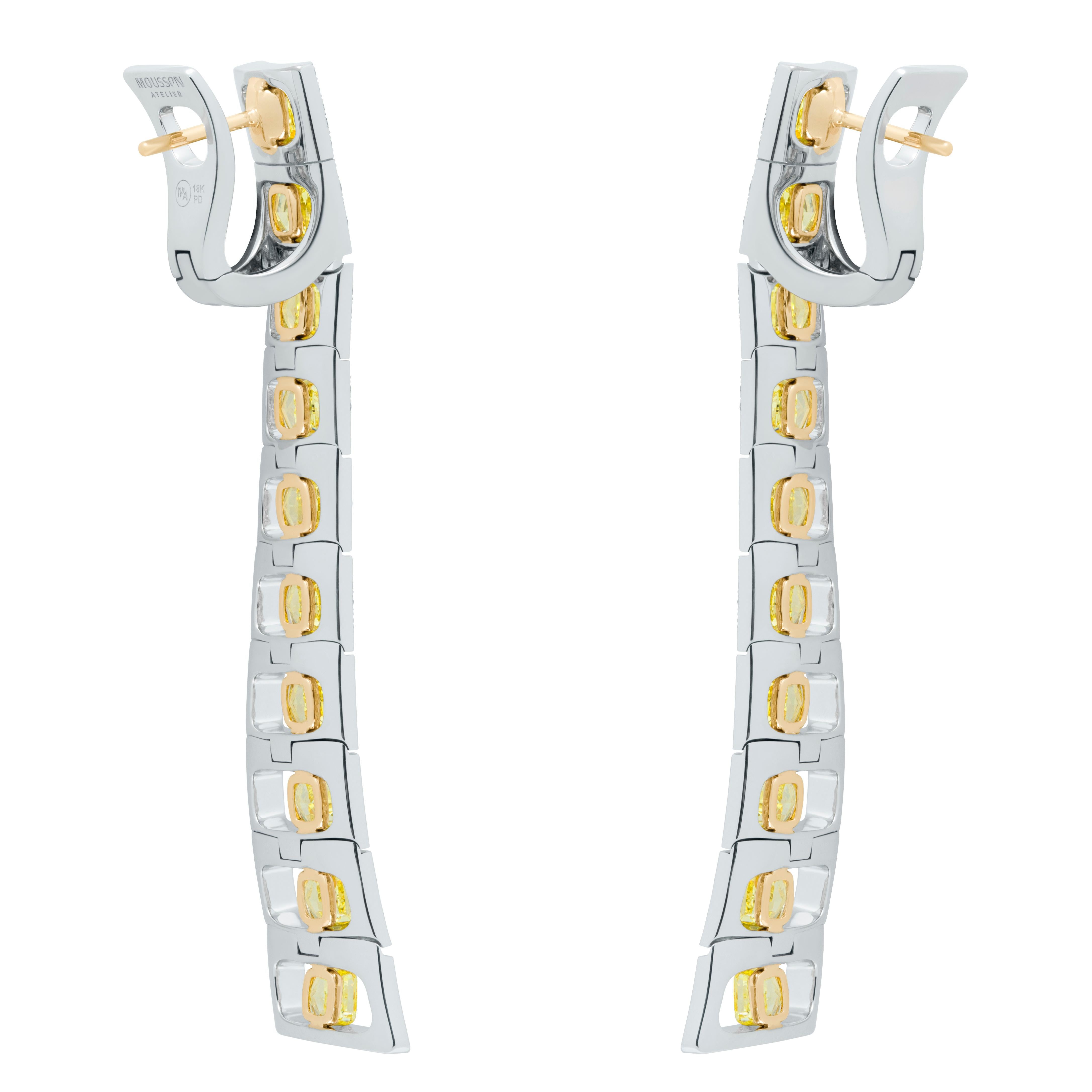 Art Deco Yellow Diamonds White Diamonds Enamel 18 Karat White Gold High Jewellery Suite