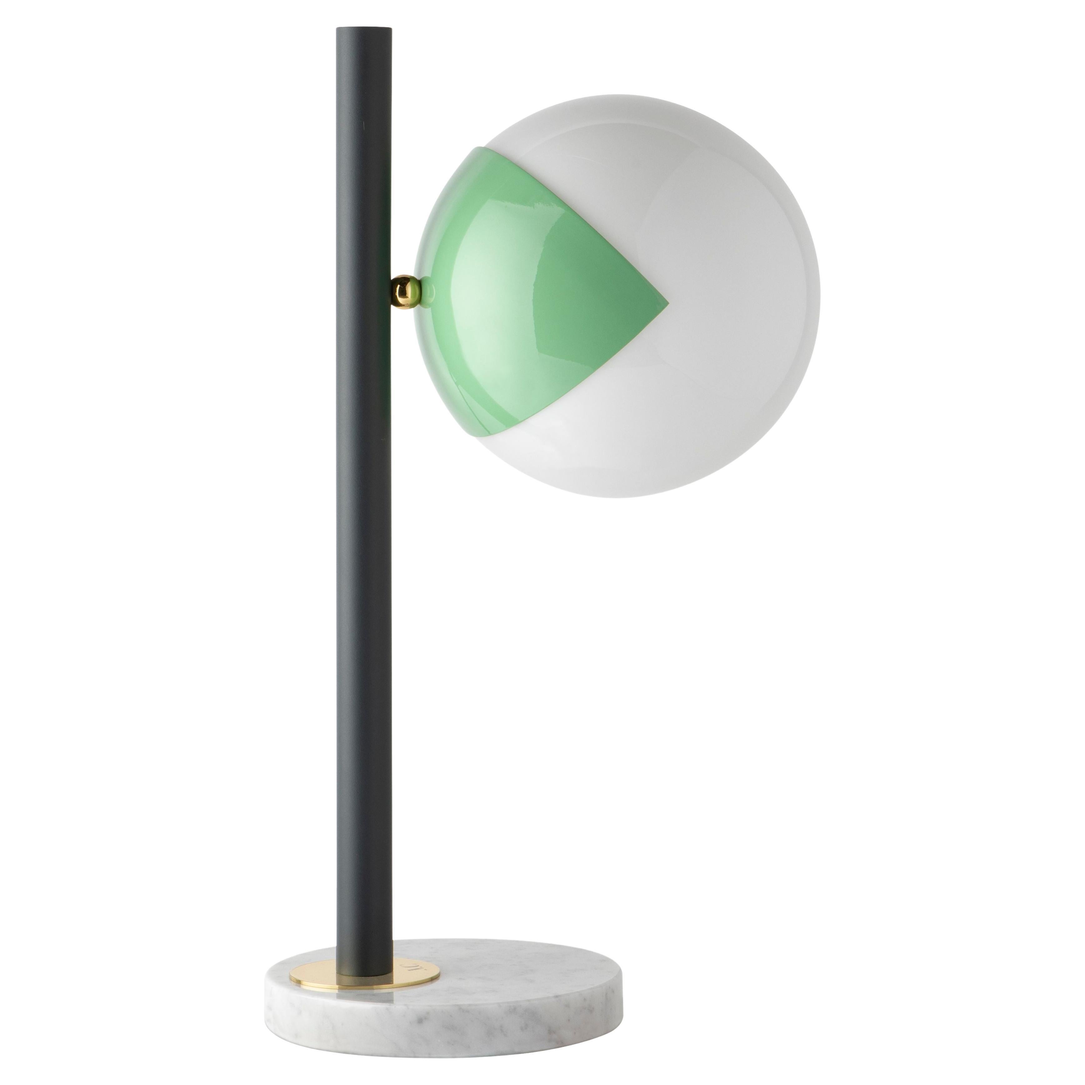 Yellow dimmable table lamp pop-up black by Magic Circus Editions
Dimensions: Ø 22 x 30 x 53 cm 
Materials: carrara marble base, smooth brass tube, glossy mouth blown glass

All our lamps can be wired according to each country. If sold to the USA
