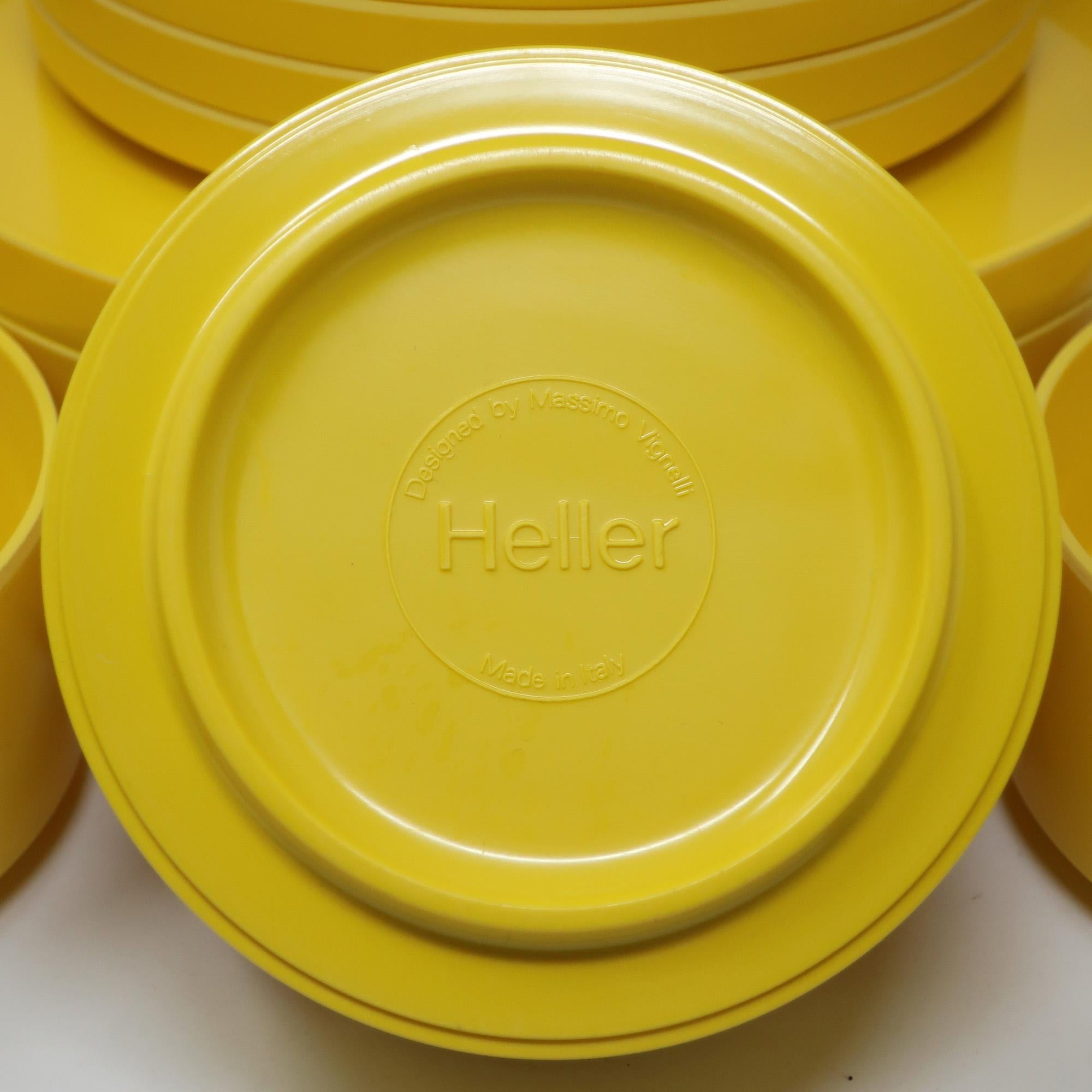 Plastic Yellow Dinnerware by Vignelli for Heller, Set of 16