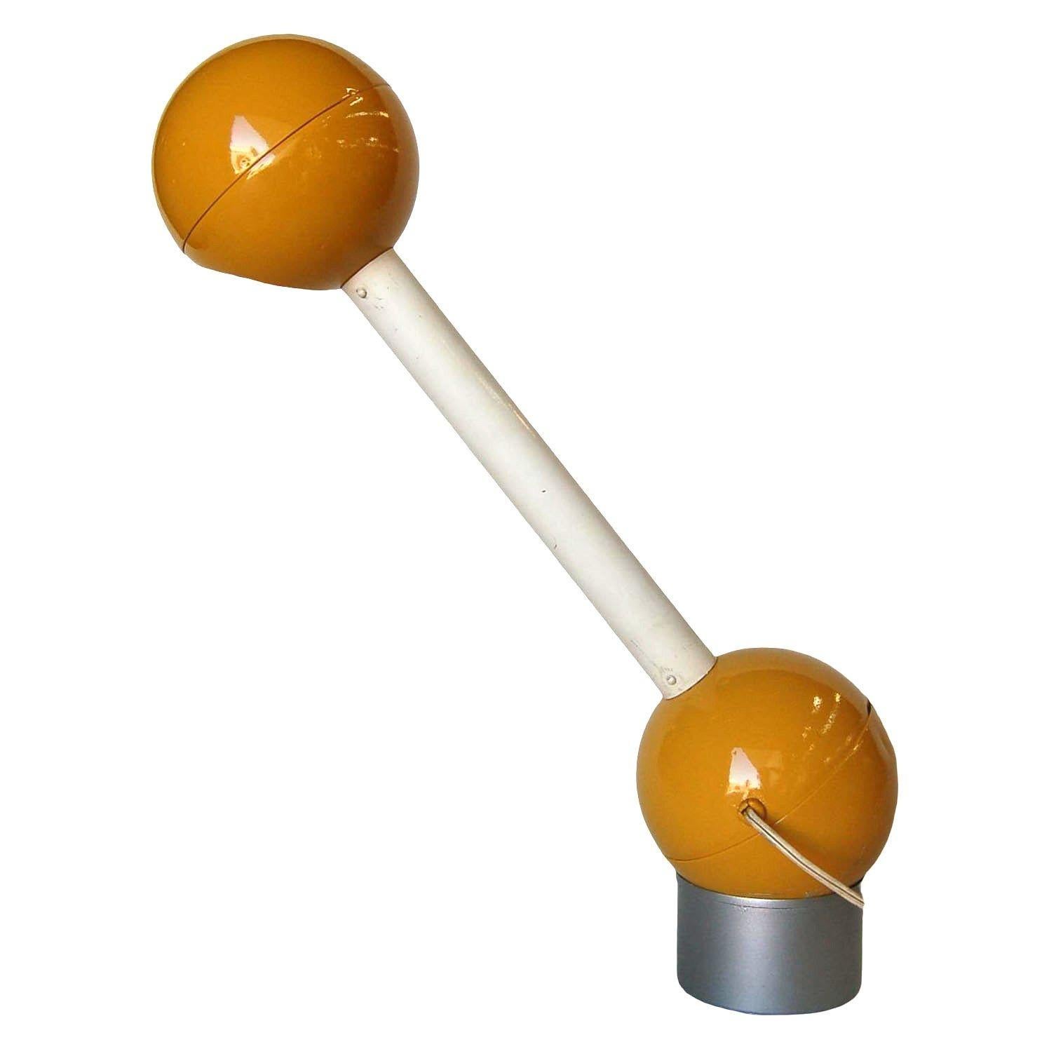 American Yellow Double Ball Barbell Desk Table Lamp by George Kovacs For Sale