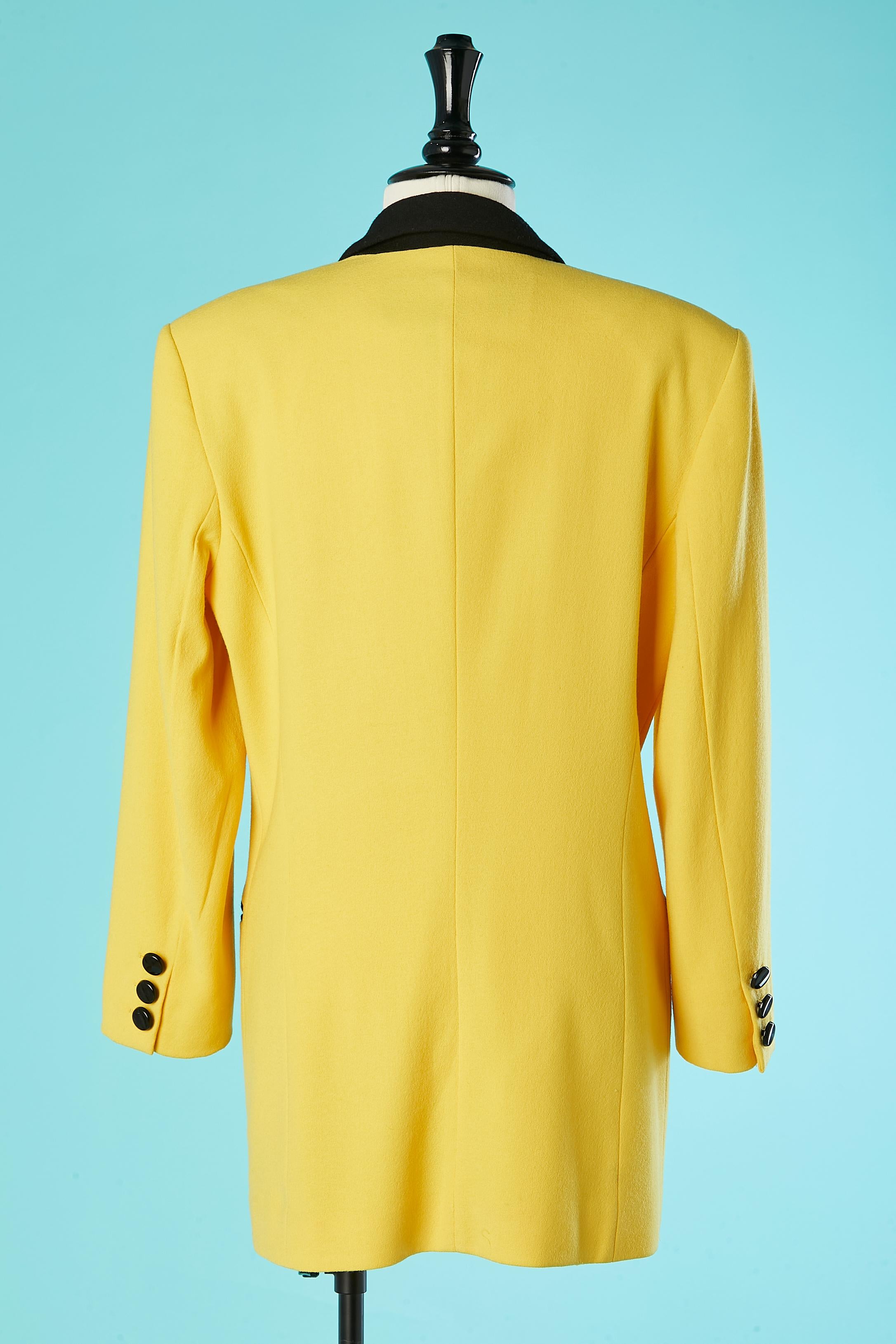 Yellow double-breasted blazer with black details Escada by Margaretha LEY  For Sale 1