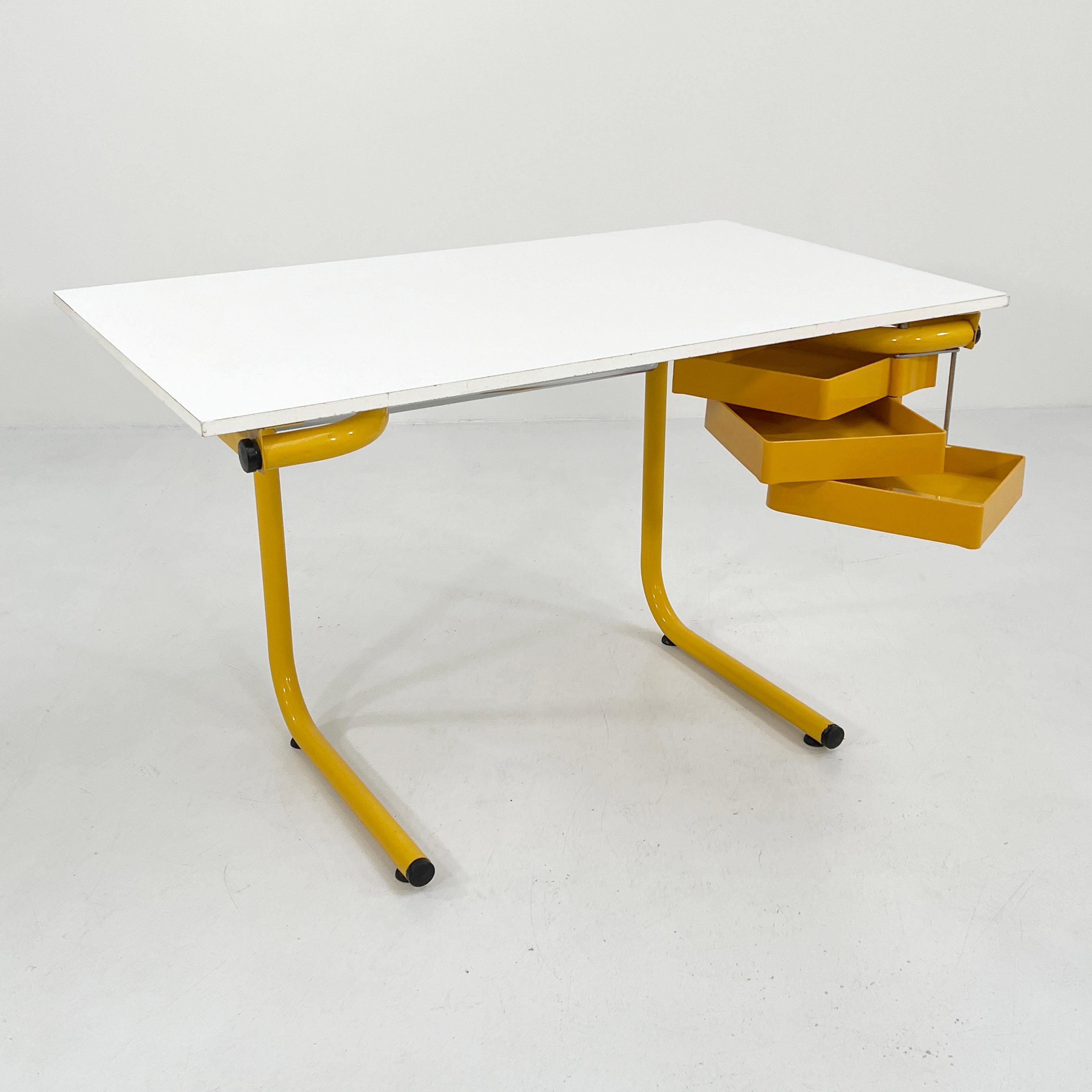 Yellow Drafting Table / Desk by Joe Colombo for Bieffeplast, 1970s 4