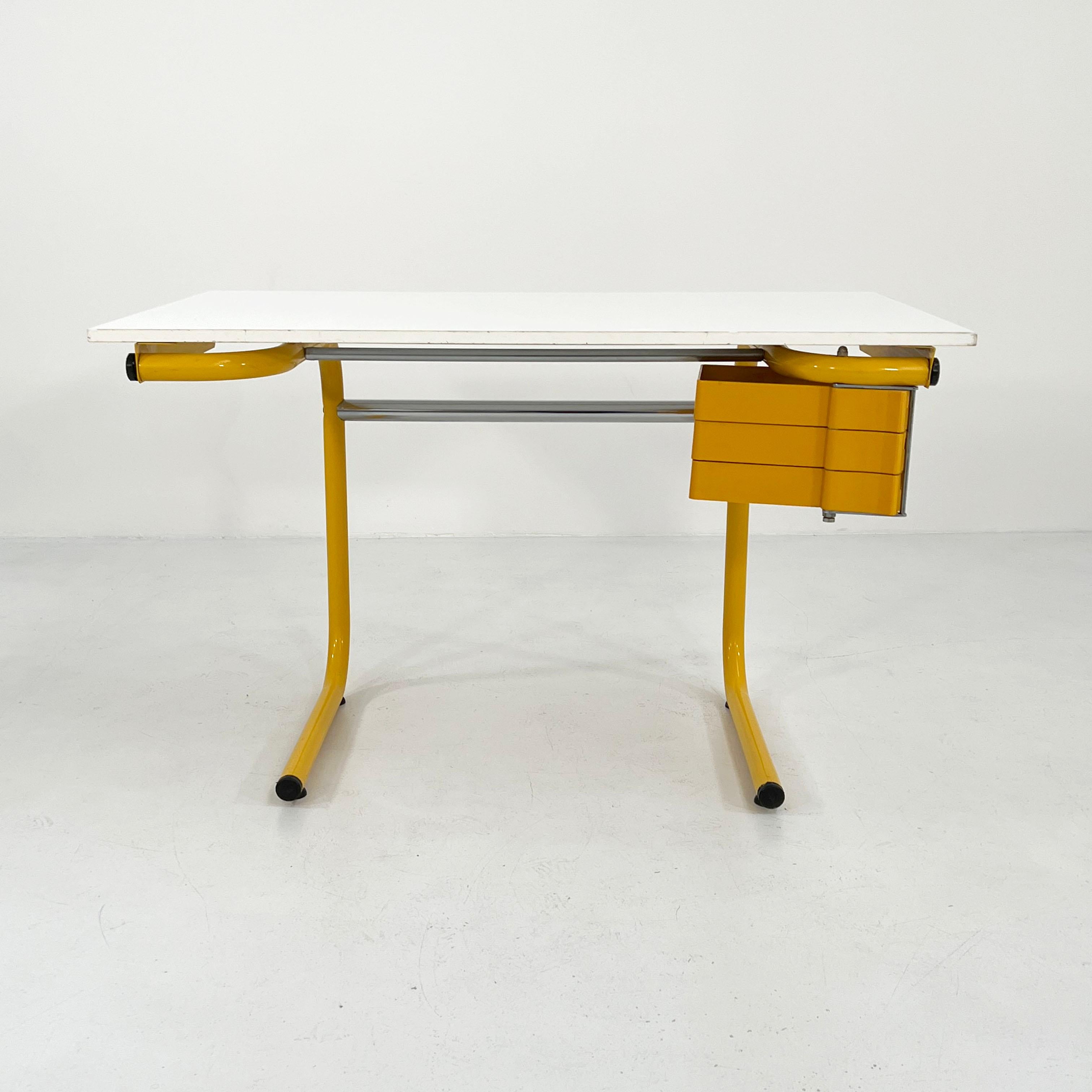 Italian Yellow Drafting Table / Desk by Joe Colombo for Bieffeplast, 1970s