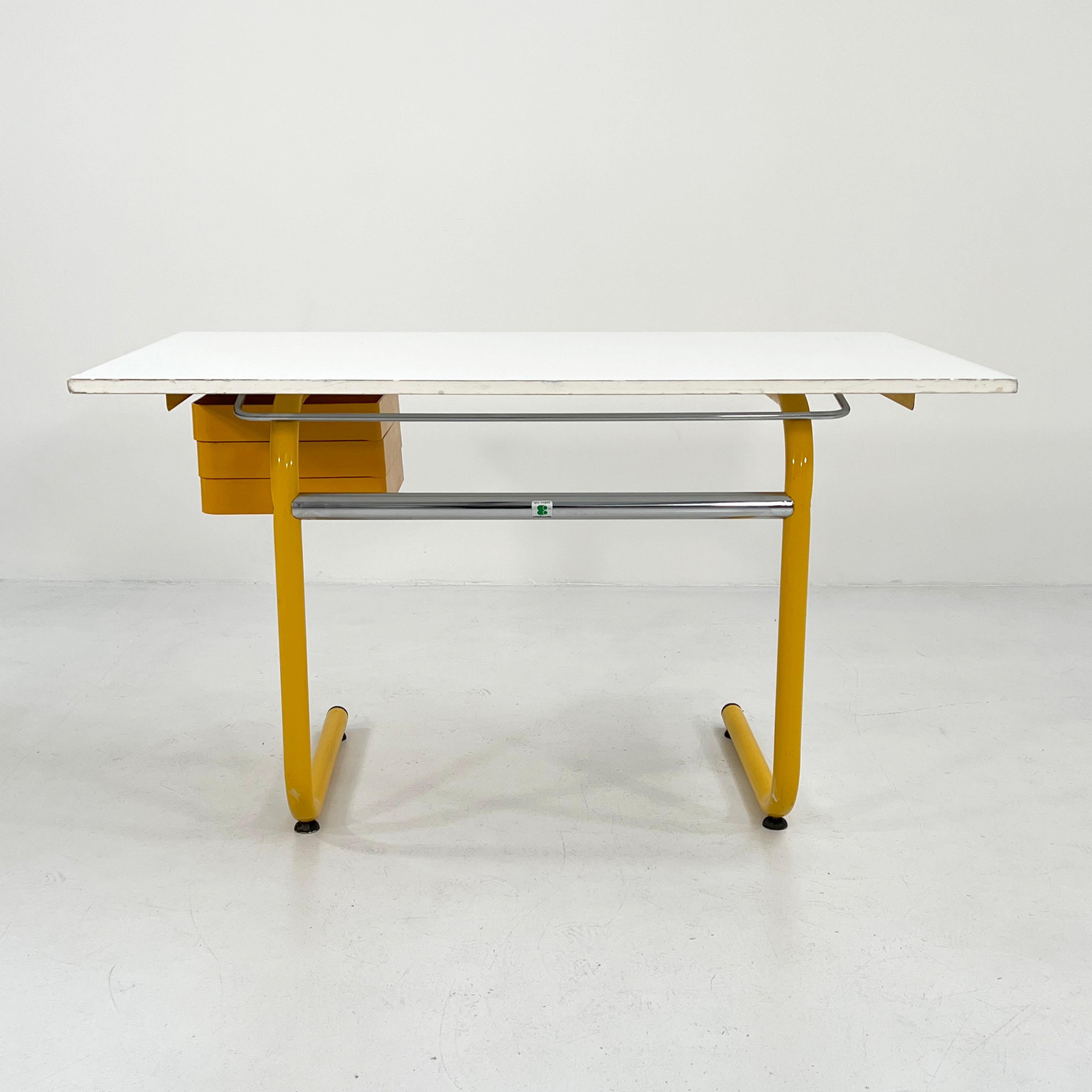 Yellow Drafting Table / Desk by Joe Colombo for Bieffeplast, 1970s 1