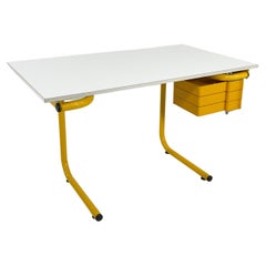 Retro Yellow Drafting Table / Desk by Joe Colombo for Bieffeplast, 1970s