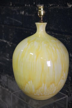 Yellow Drip Glaze Midcentury Table Lamp