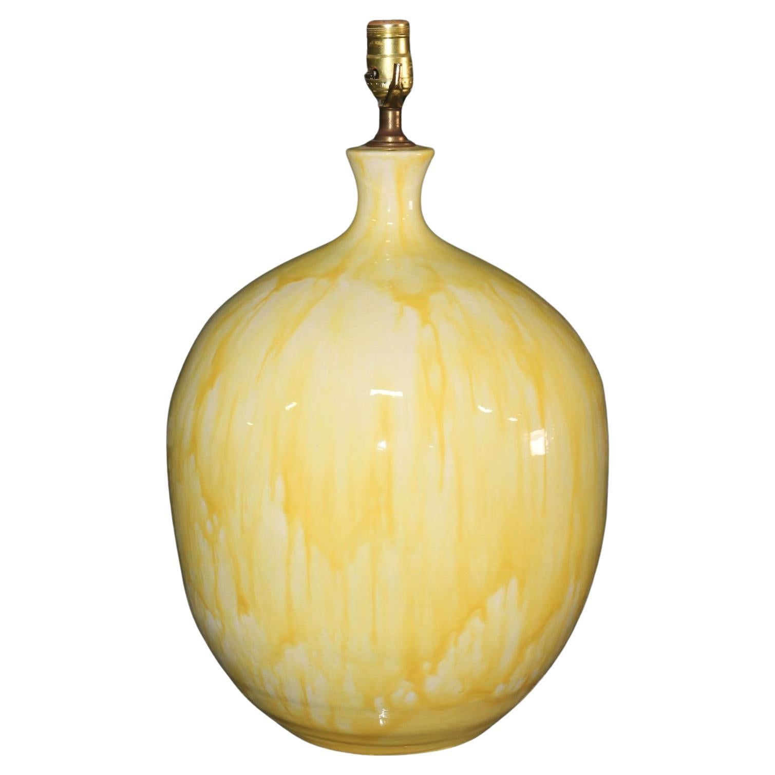 Yellow Drip Glaze Midcentury Table Lamp