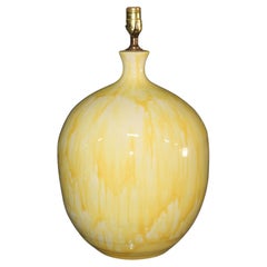 Yellow Drip Glaze Midcentury Table Lamp