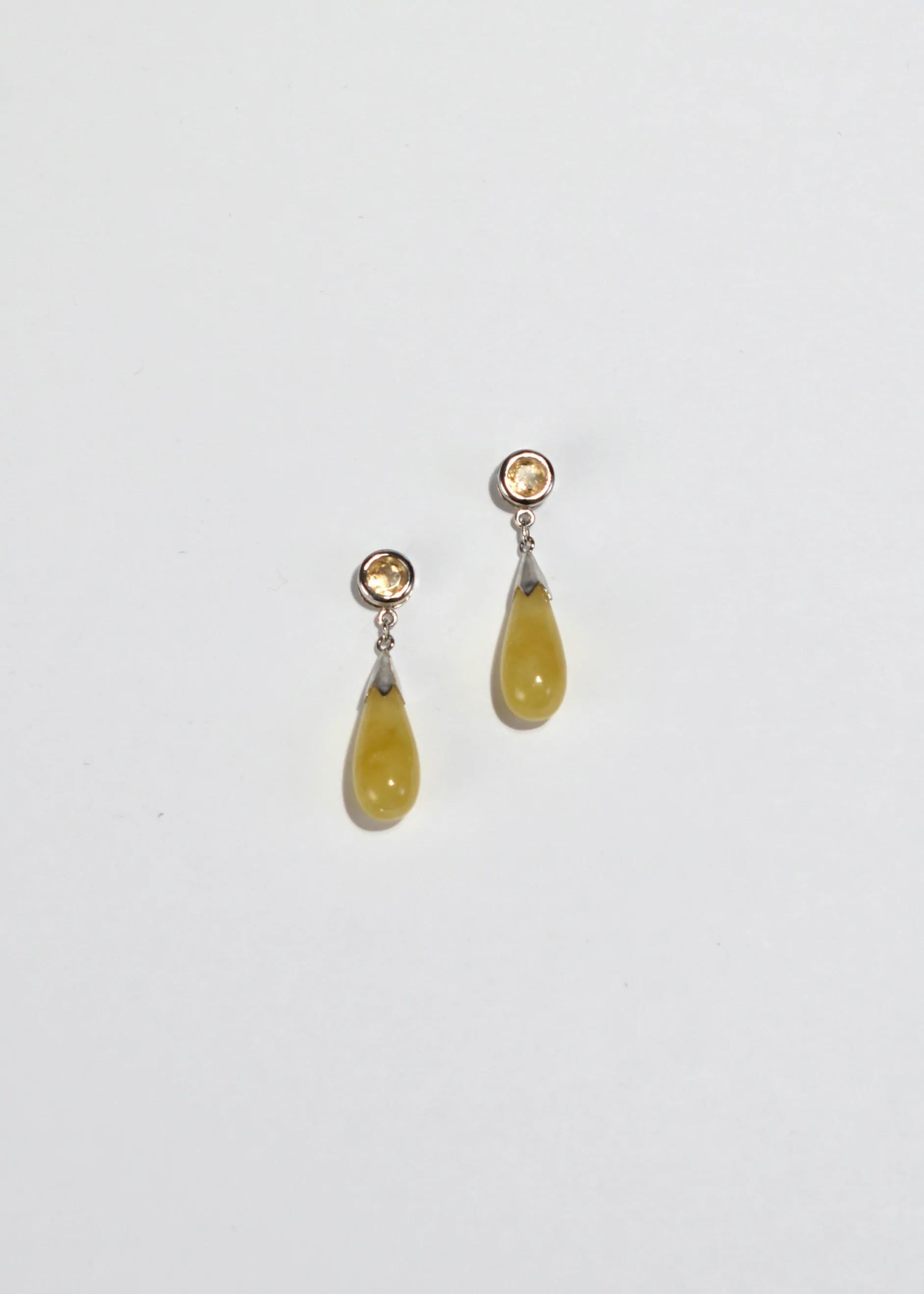 Cabochon Yellow Drop Earrings For Sale