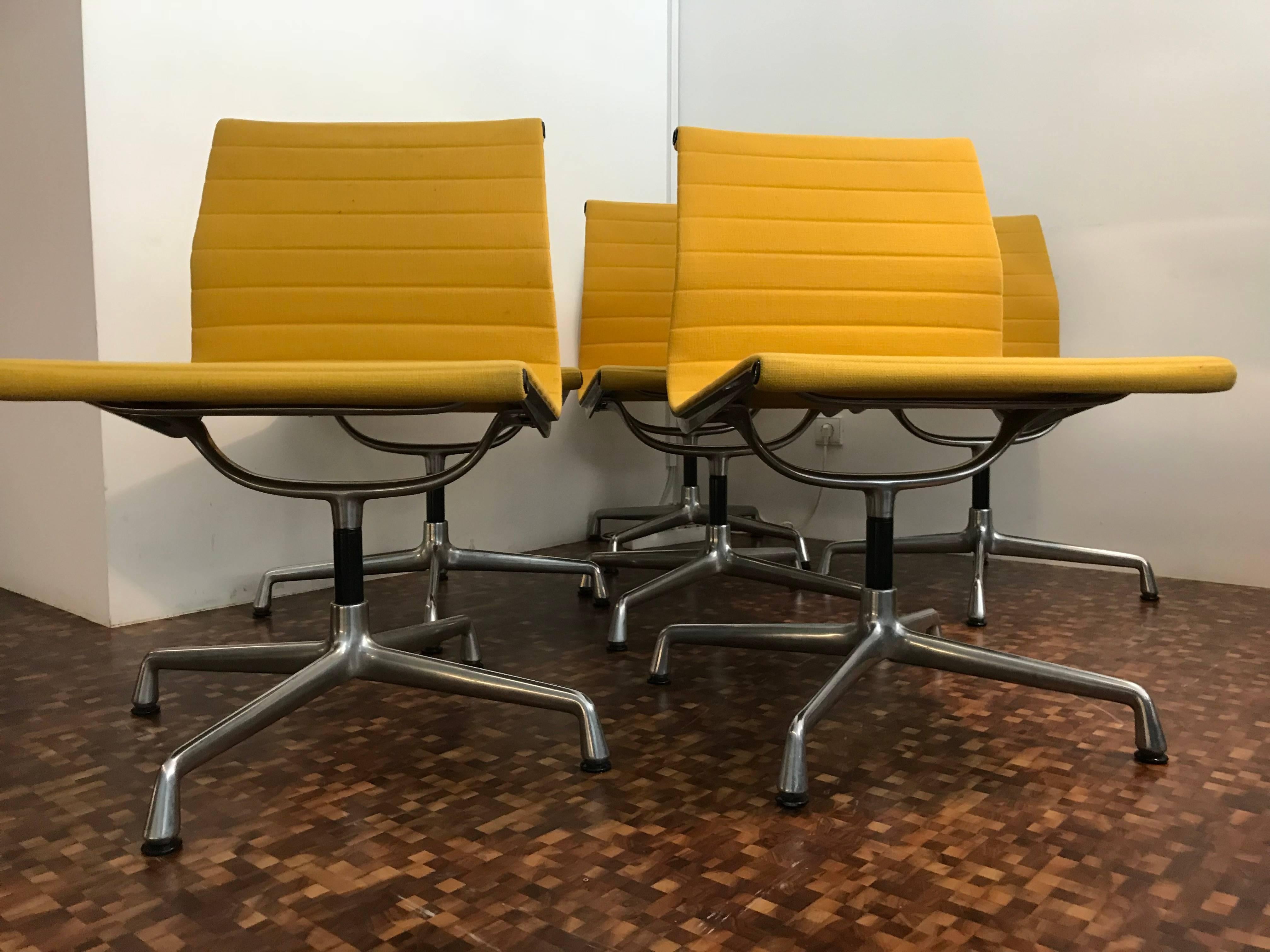 Danish Charles & Ray Eames Yellow Ea101 Chairs for Vitra, 1968, Set of Six