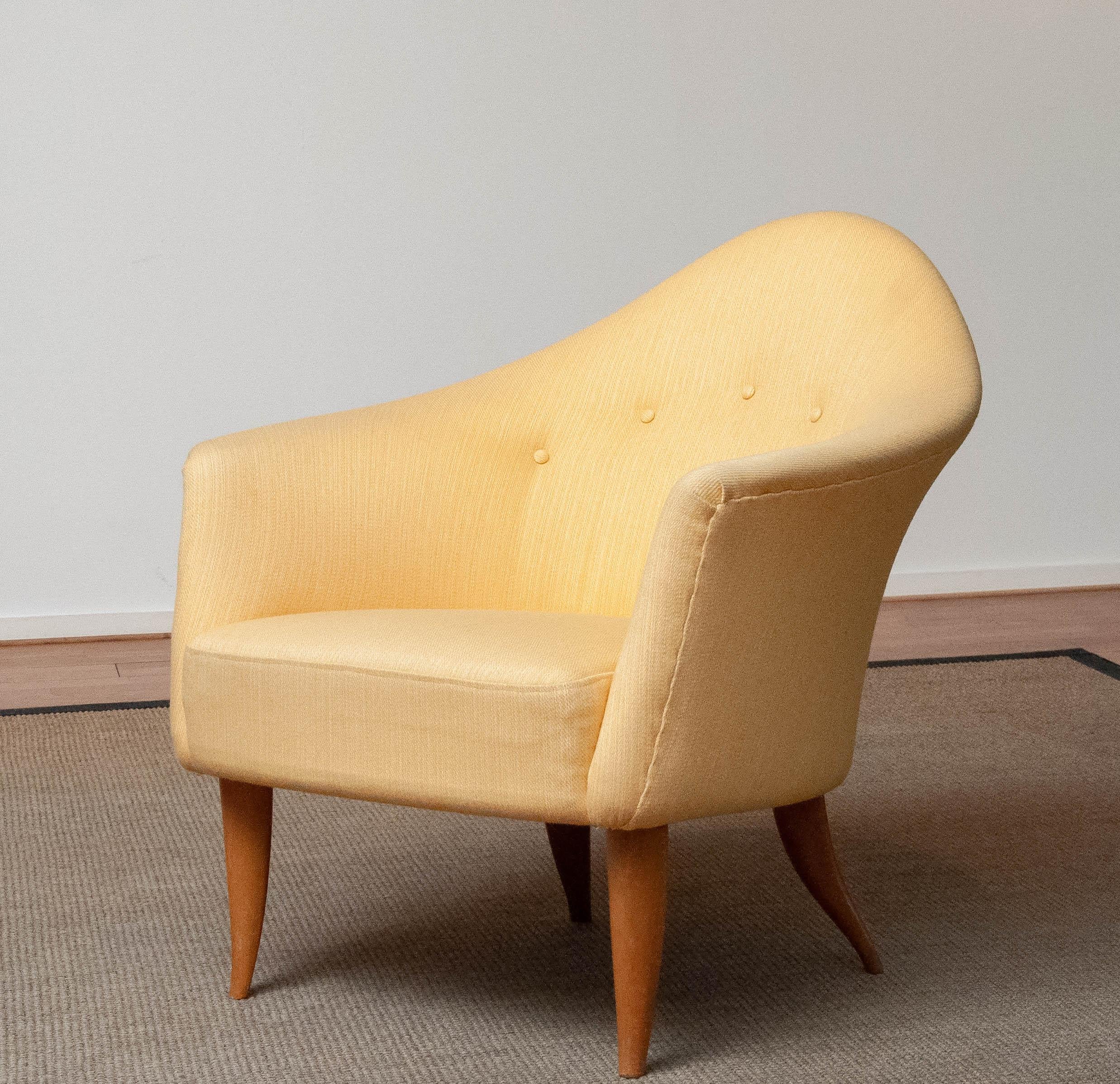 Scandinavian Modern Yellow Easy Chair Little Adam by Kerstin Hörlin-Holmquist for Nordiska Kompaniet For Sale