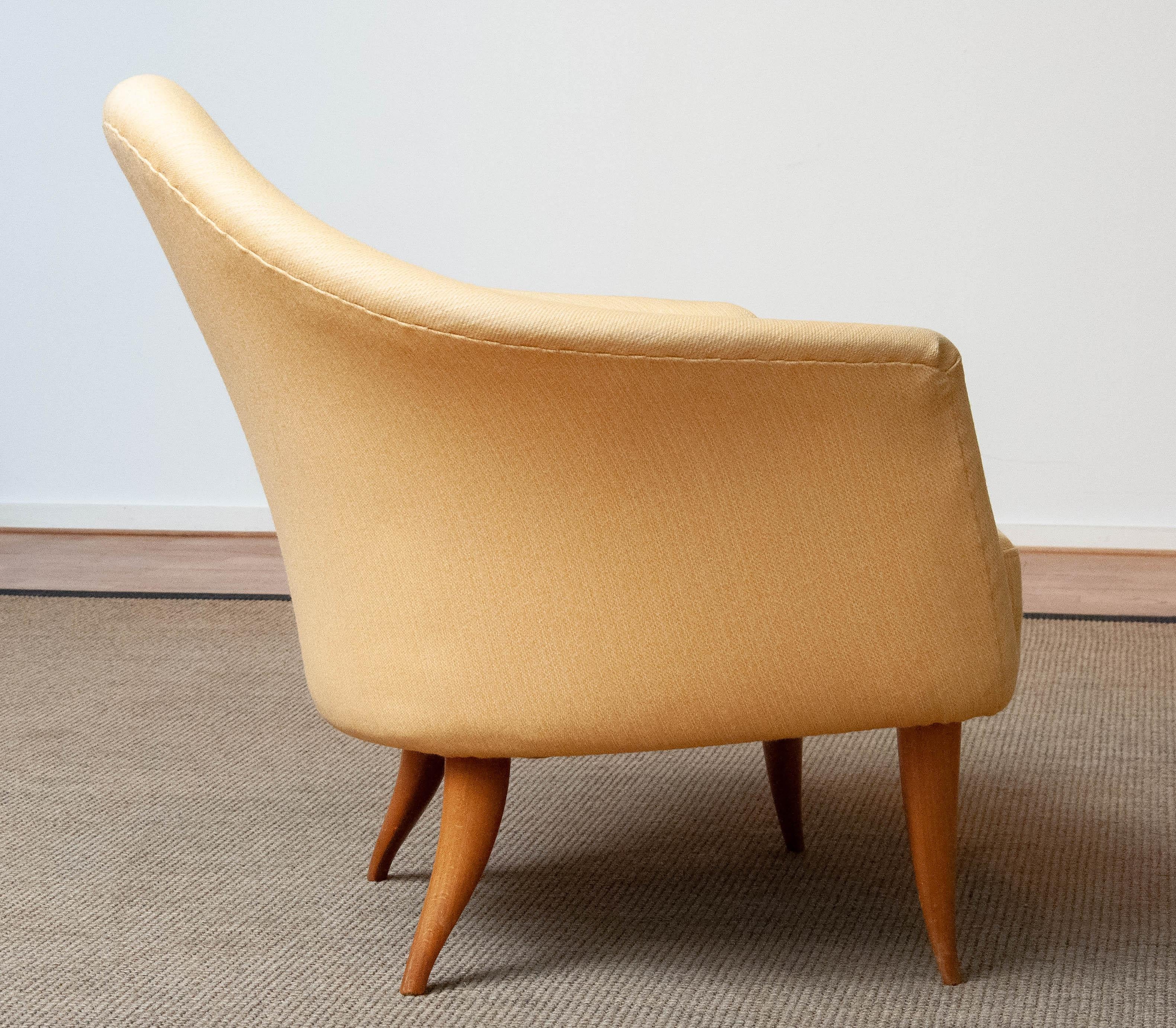Fabric Yellow Easy Chair Little Adam by Kerstin Hörlin-Holmquist for Nordiska Kompaniet For Sale