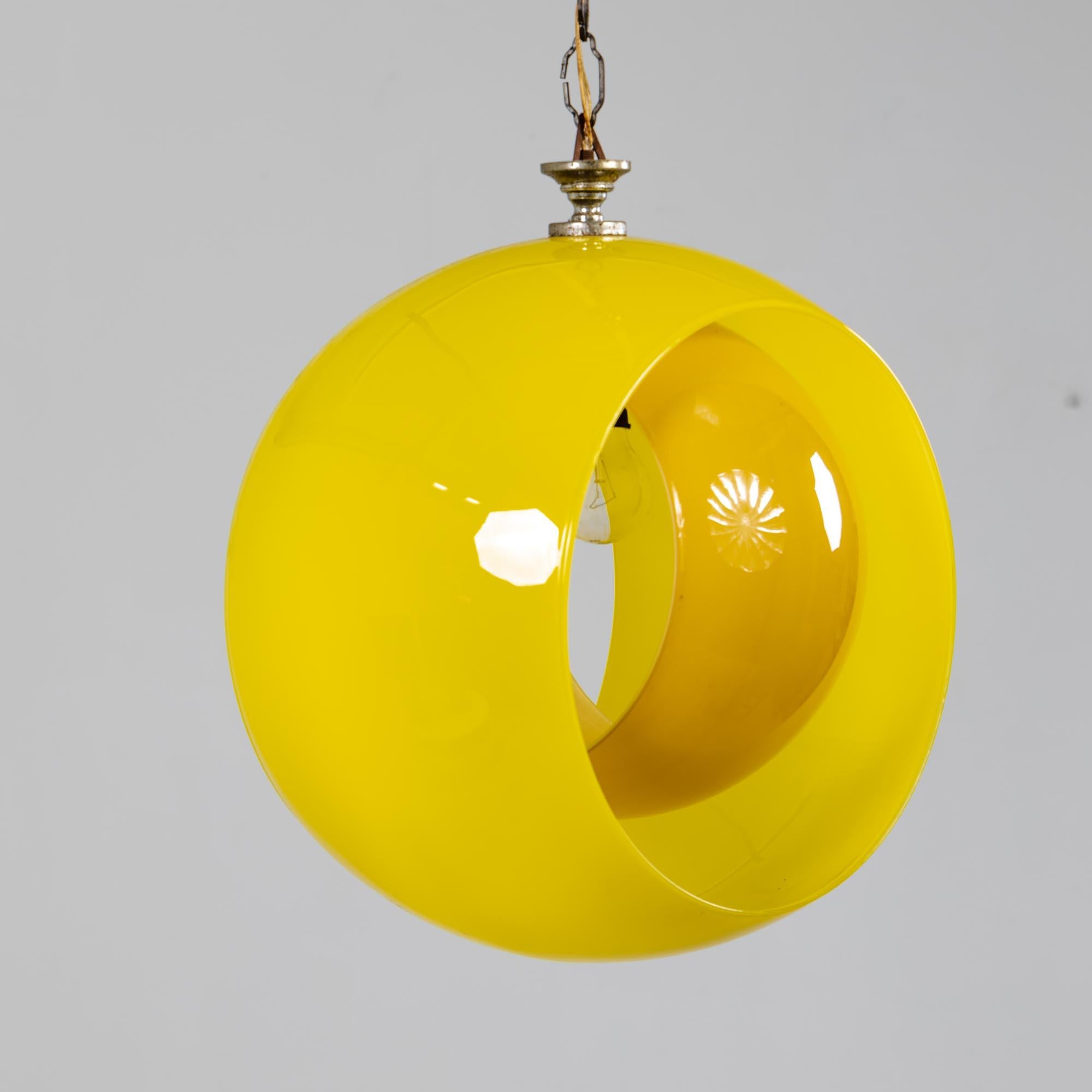 Italian Yellow Eclisse Hanging Lamp by Carlo Nason for Mazzega, Italy, 1960s For Sale