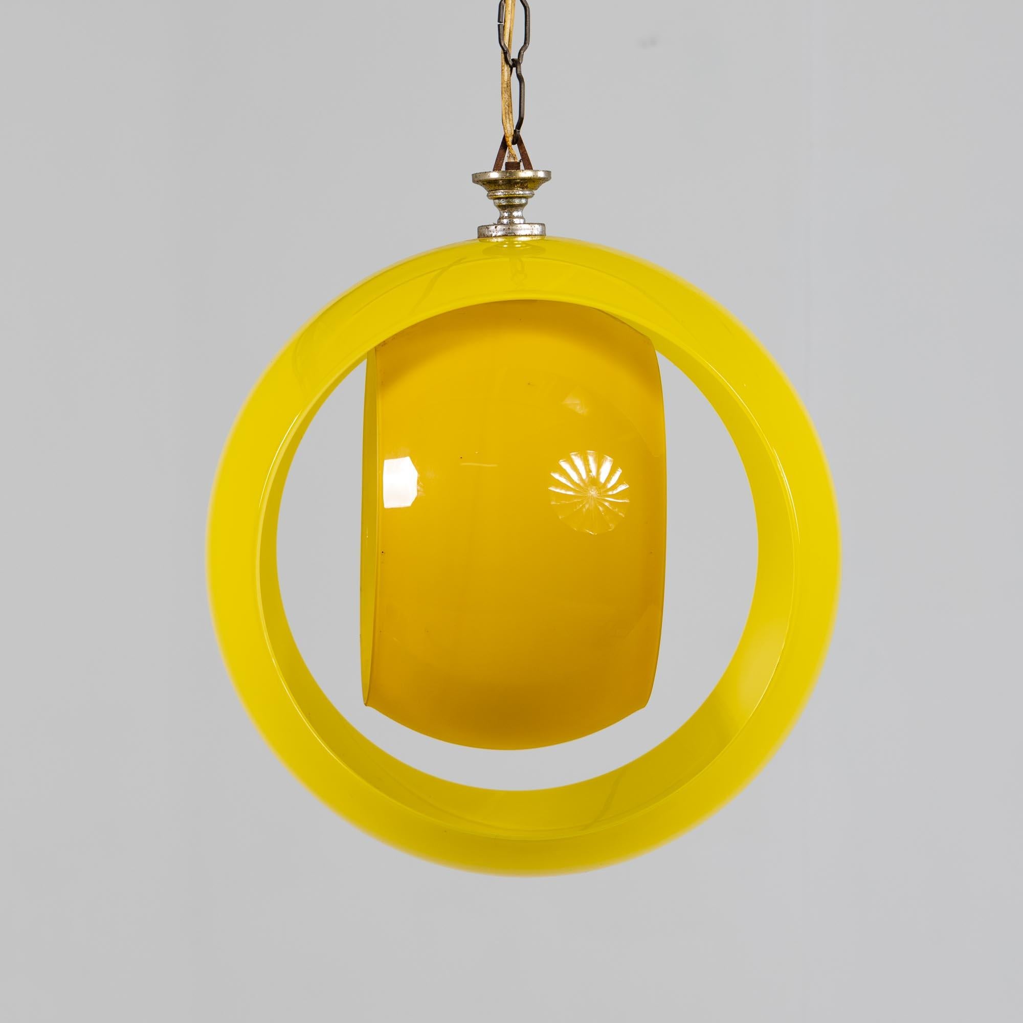 Murano Glass Yellow Eclisse Hanging Lamp by Carlo Nason for Mazzega, Italy, 1960s For Sale