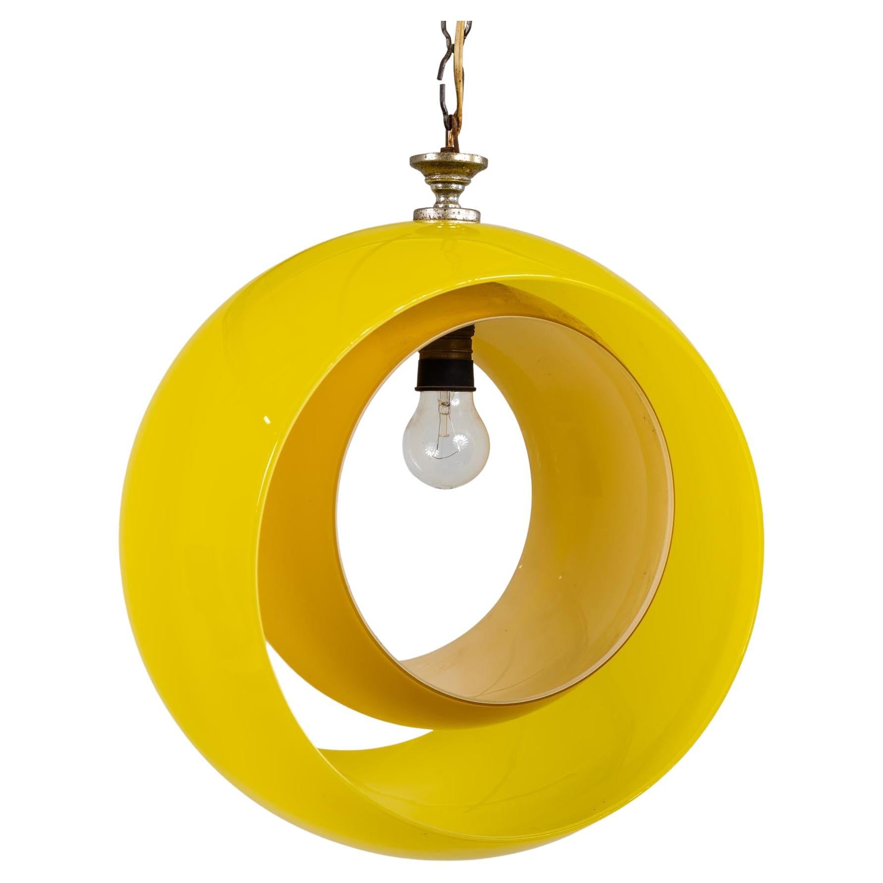 Yellow Eclisse Hanging Lamp by Carlo Nason for Mazzega, Italy, 1960s For Sale