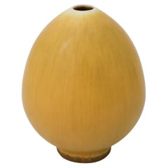 Yellow Eggshaped Ceramic Vase Berndt Friberg Gustavsberg Midcentury Vintage