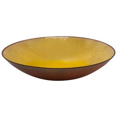 Yellow Enamel on Copper Bowl Signed by Leon Statham, circa 1960