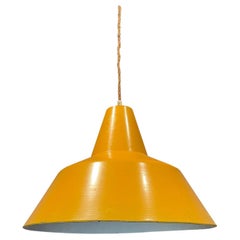 Yellow Enamelled Metal Hanging Light