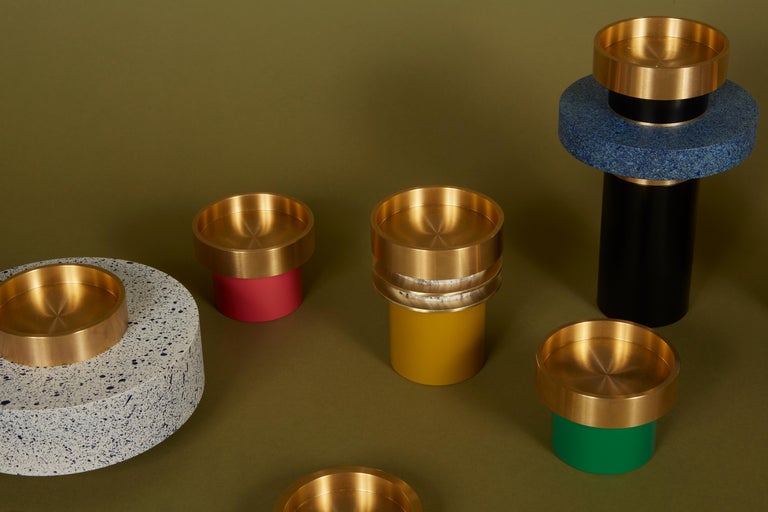 Yellow Eros Granit Candle Holder by French Designer Marine Breynaert