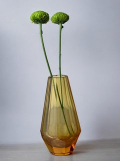 Vase jaune à facettes de Seguso, verre de Murano, Italie, 1970
