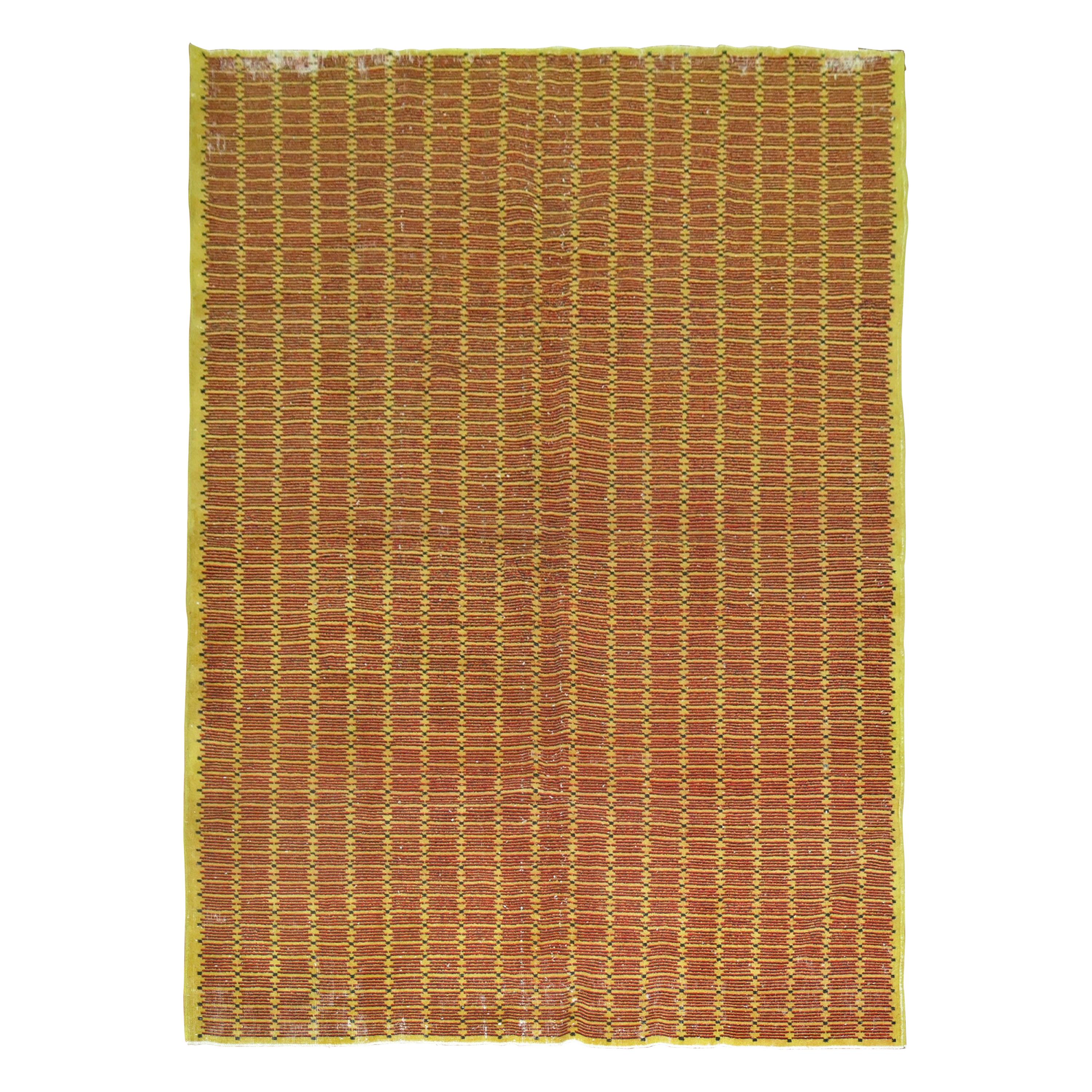 Yellow Field Turkish Deco Rug For Sale