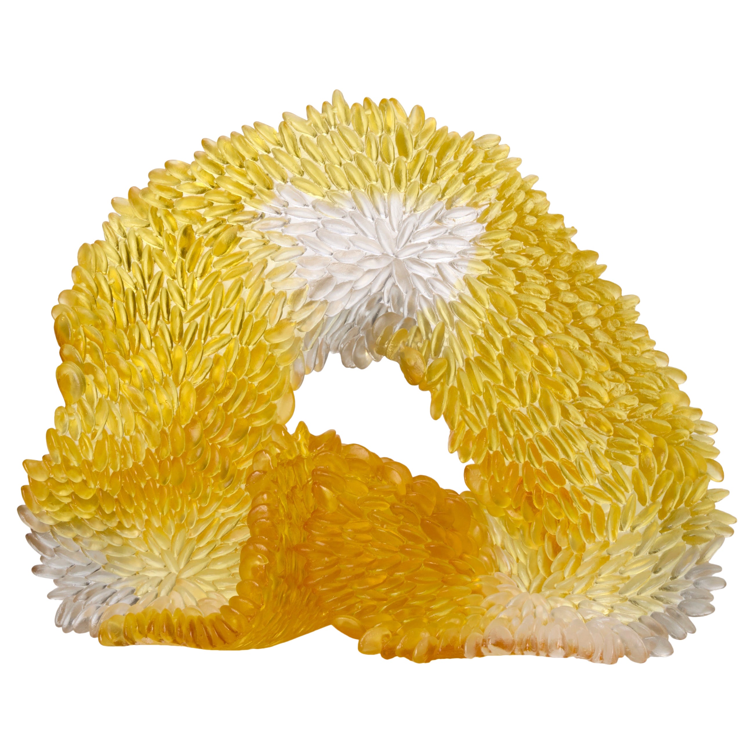 Yellow Fields, scultura in vetro fuso con texture oro e trasparente di Nina Casson McGarva in vendita