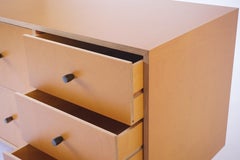 Yellow Finn-Ply Cabinet with Bronze Pulls and Turned Bronze Legs