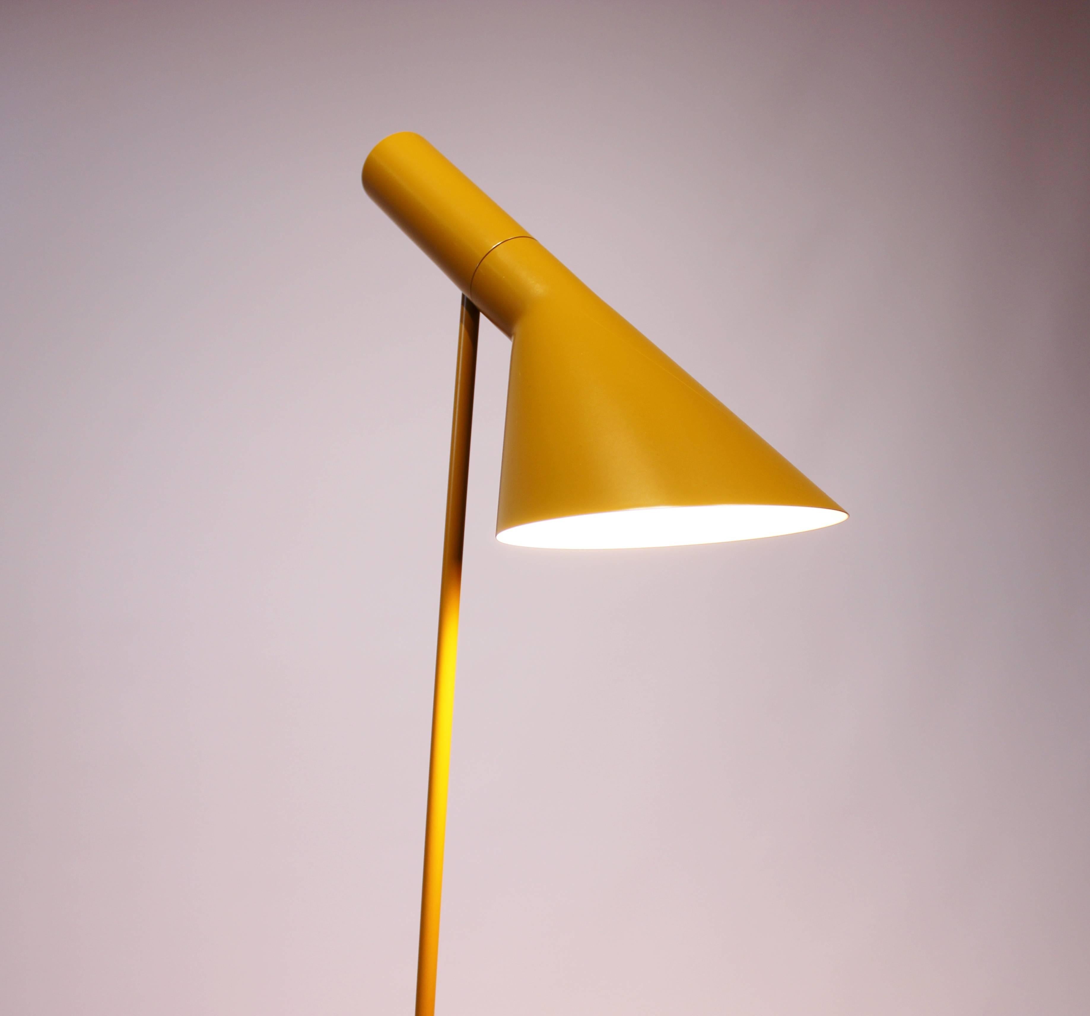 Danish Yellow Floor Lamp Designed by Arne Jacobsen and Louis Poulsen