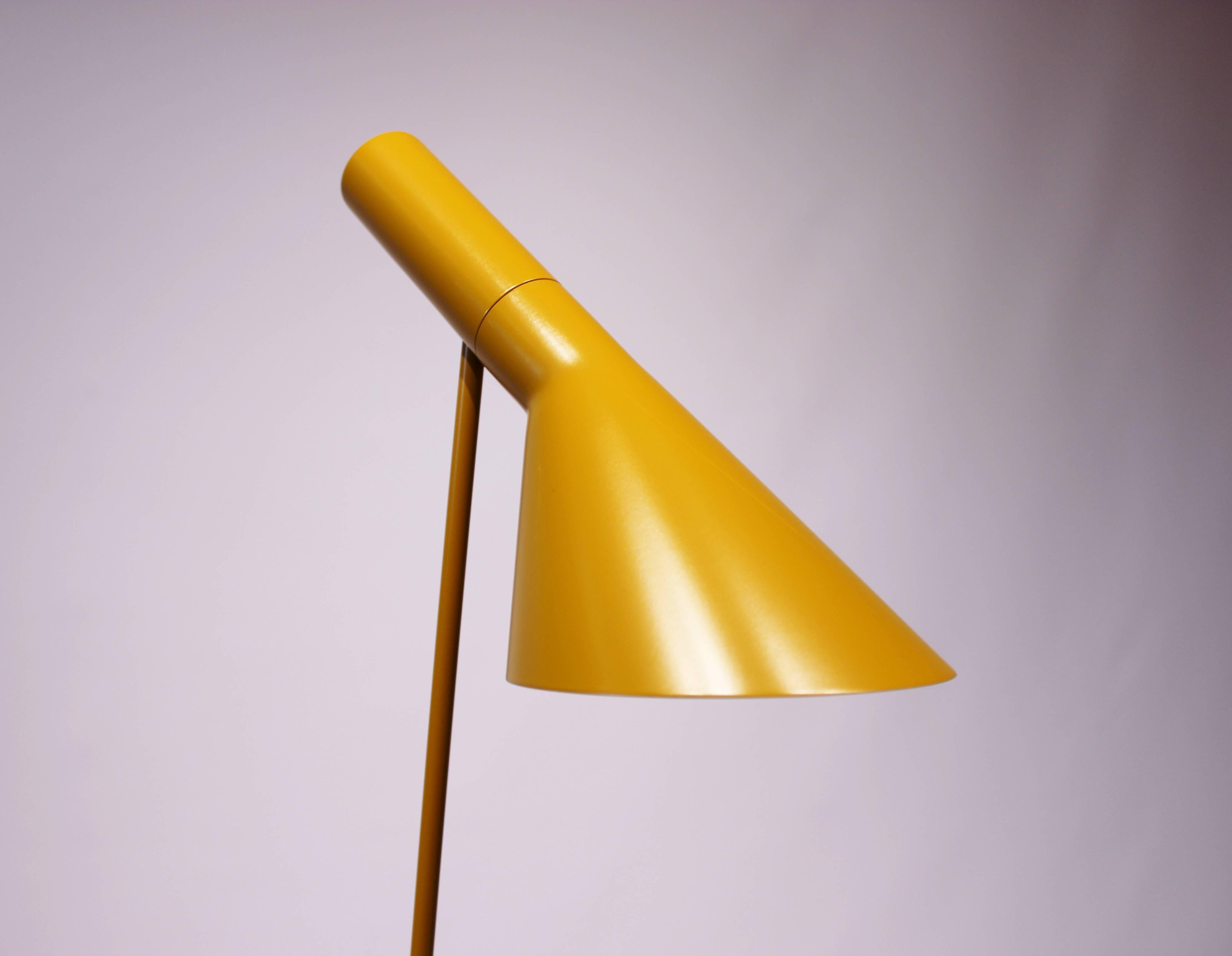 Lacquered Yellow Floor Lamp Designed by Arne Jacobsen and Louis Poulsen