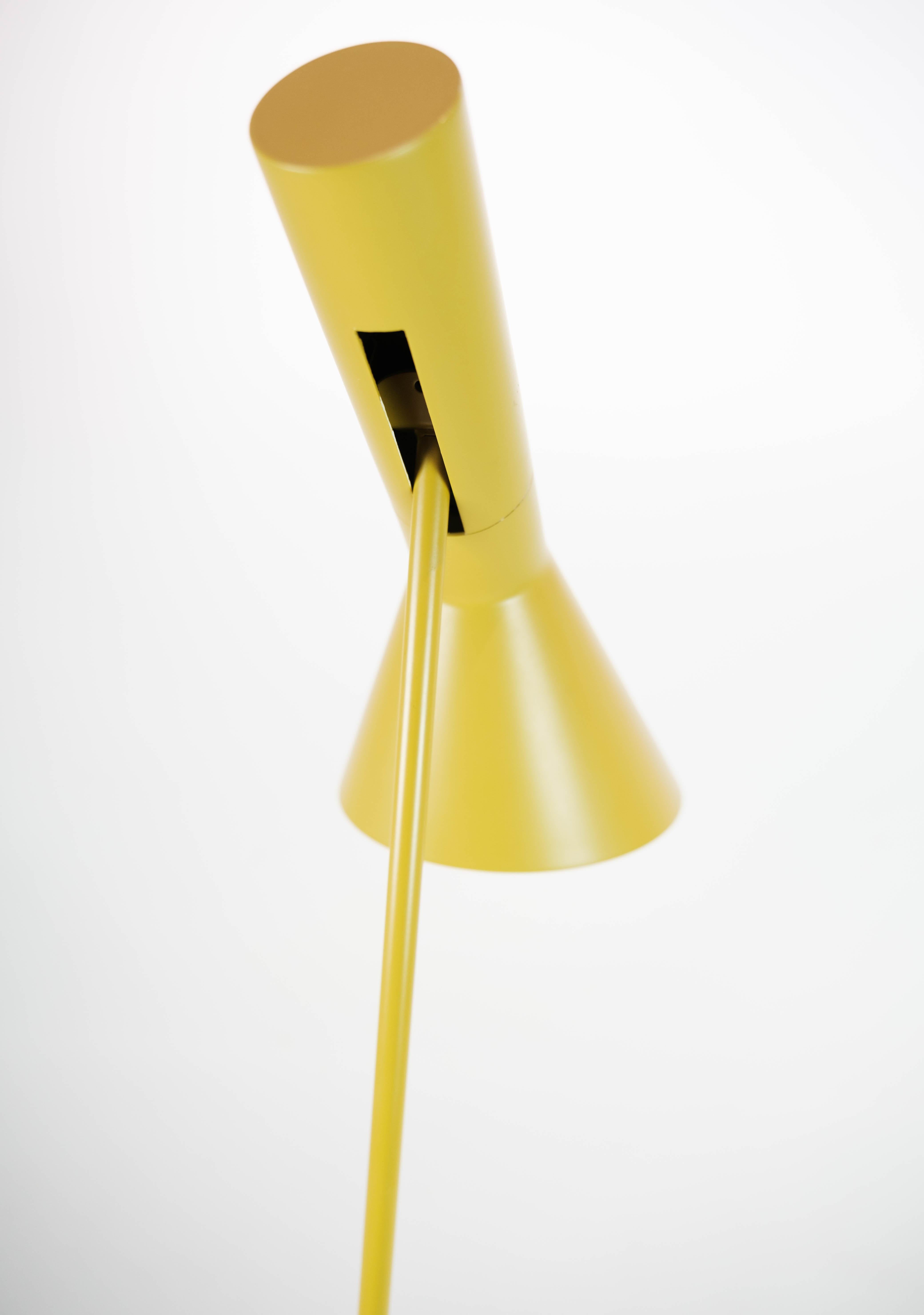 Danish Yellow Floor Lamp Designed by Arne Jacobsen and Manufactured by Louis Poulsen