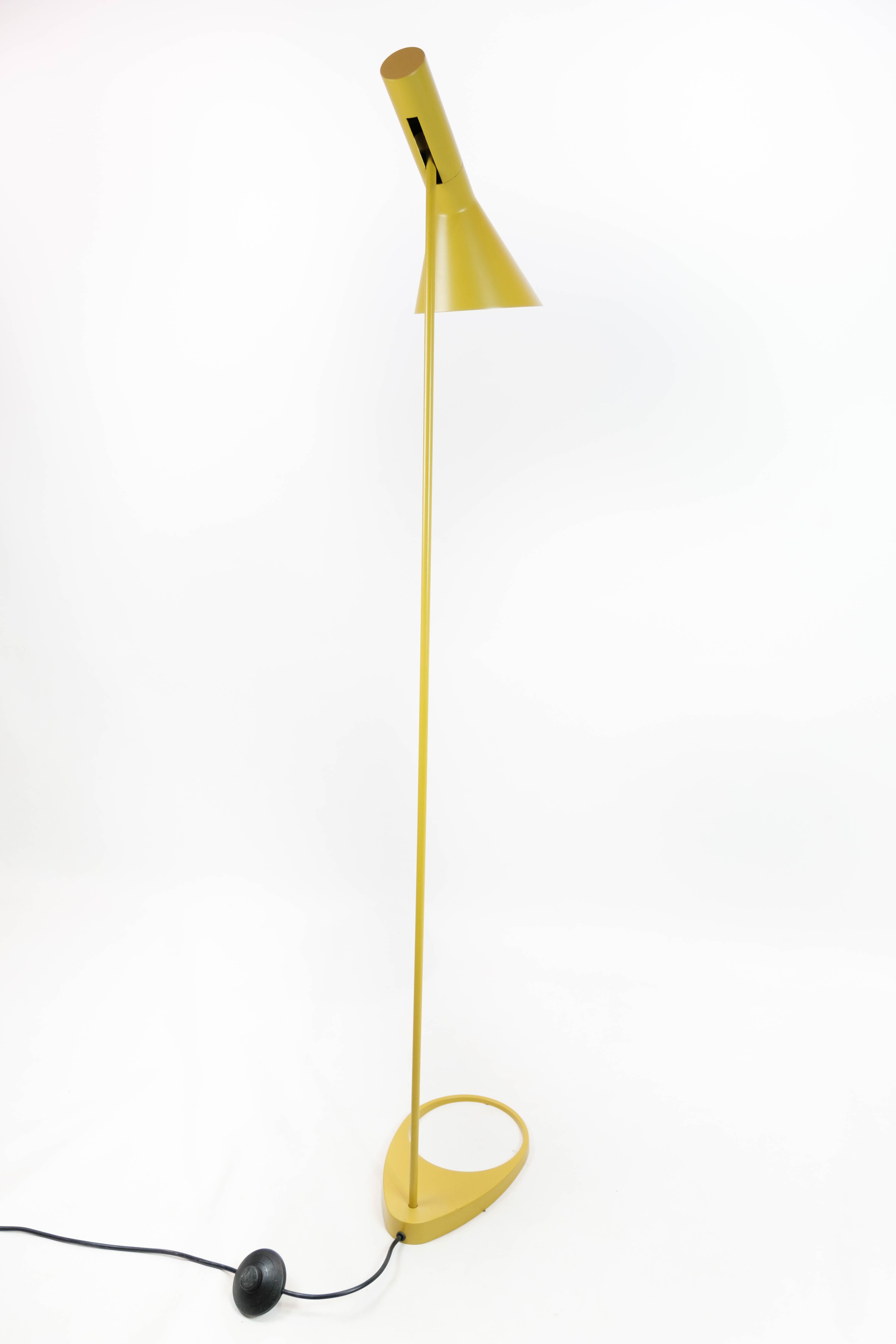 Lacquered Yellow Floor Lamp Designed by Arne Jacobsen and Manufactured by Louis Poulsen