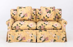 Yellow Floral Pattern Upholstered Sleeper Sofa