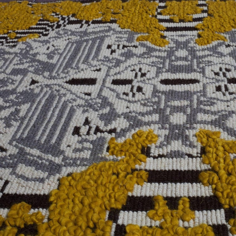 Yellow Flower Garden Rug For Sale at 1stDibs