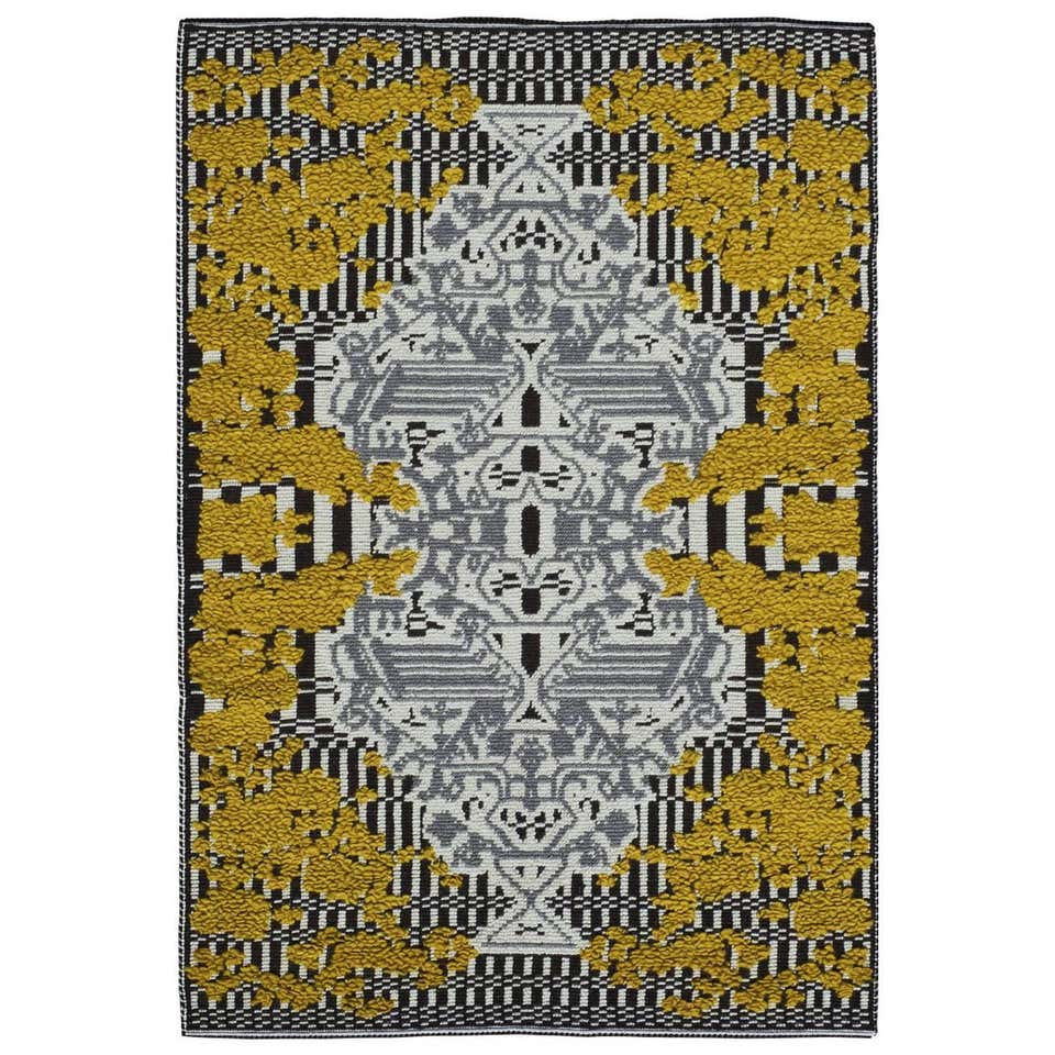 Yellow Flower Garden Rug For Sale at 1stDibs