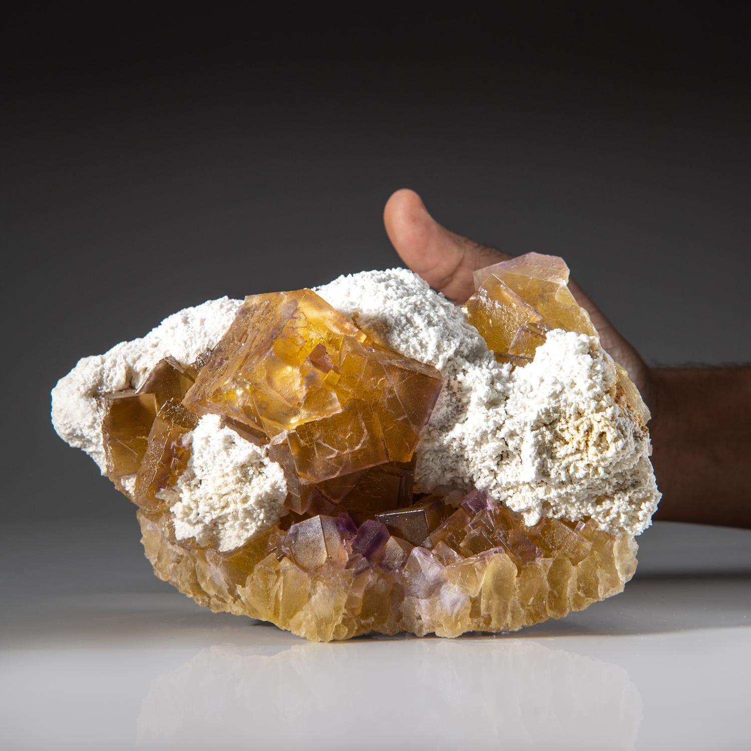 Crystal Yellow Fluorite with Barite from Elmwood Mine, Carthage, Smith County, Tennessee For Sale