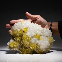 Yellow Fluorite with Quartz from Moscona Mine, Villabona District, Asturias, Spa